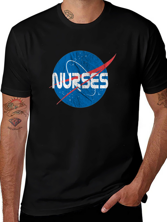 Nurses NASA Logo Black T-Shirt