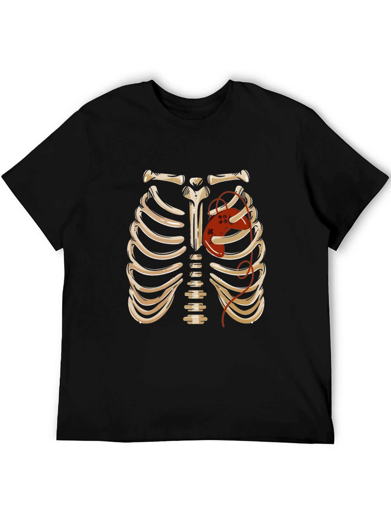 Skeleton Ribcage Gaming Heart Graphic Tee