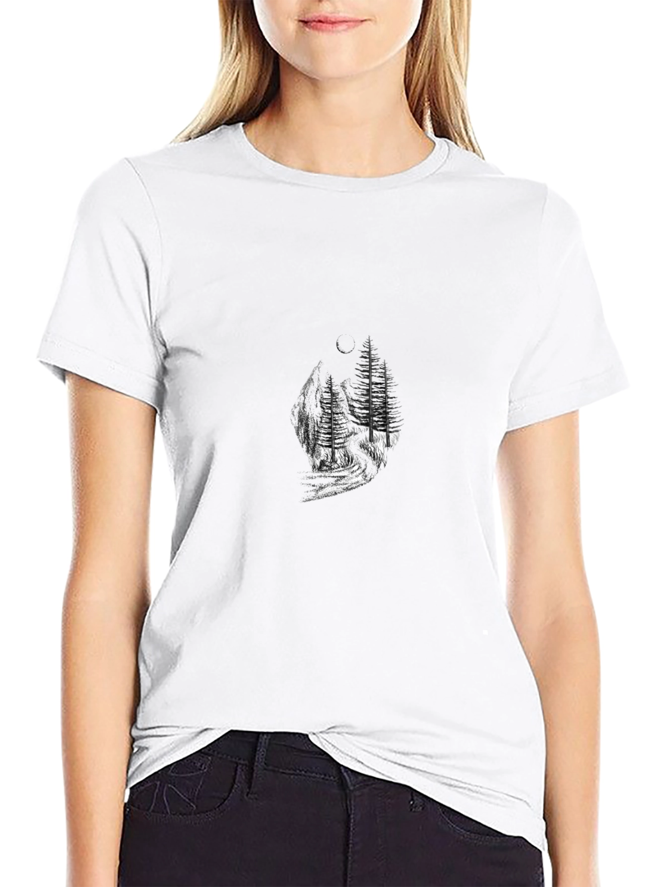 Mens Black Nature Graphic Tee - Casual Style