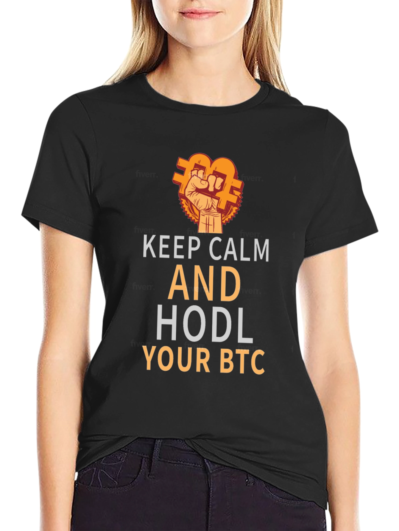 Keep Calm and HODL Your BTC Black T-Shirt