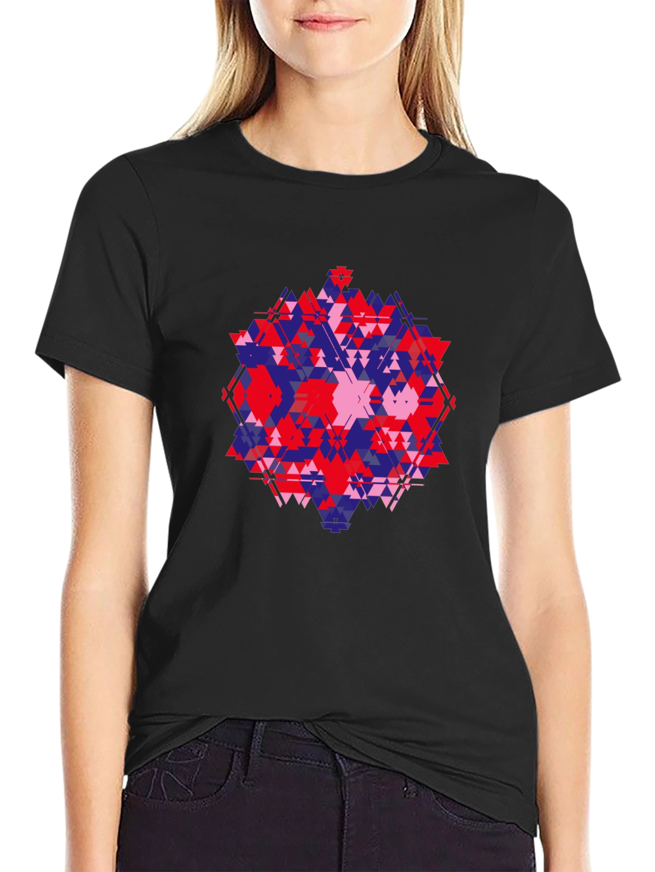 Geometric Graphic Tee - Abstract Triangle Design