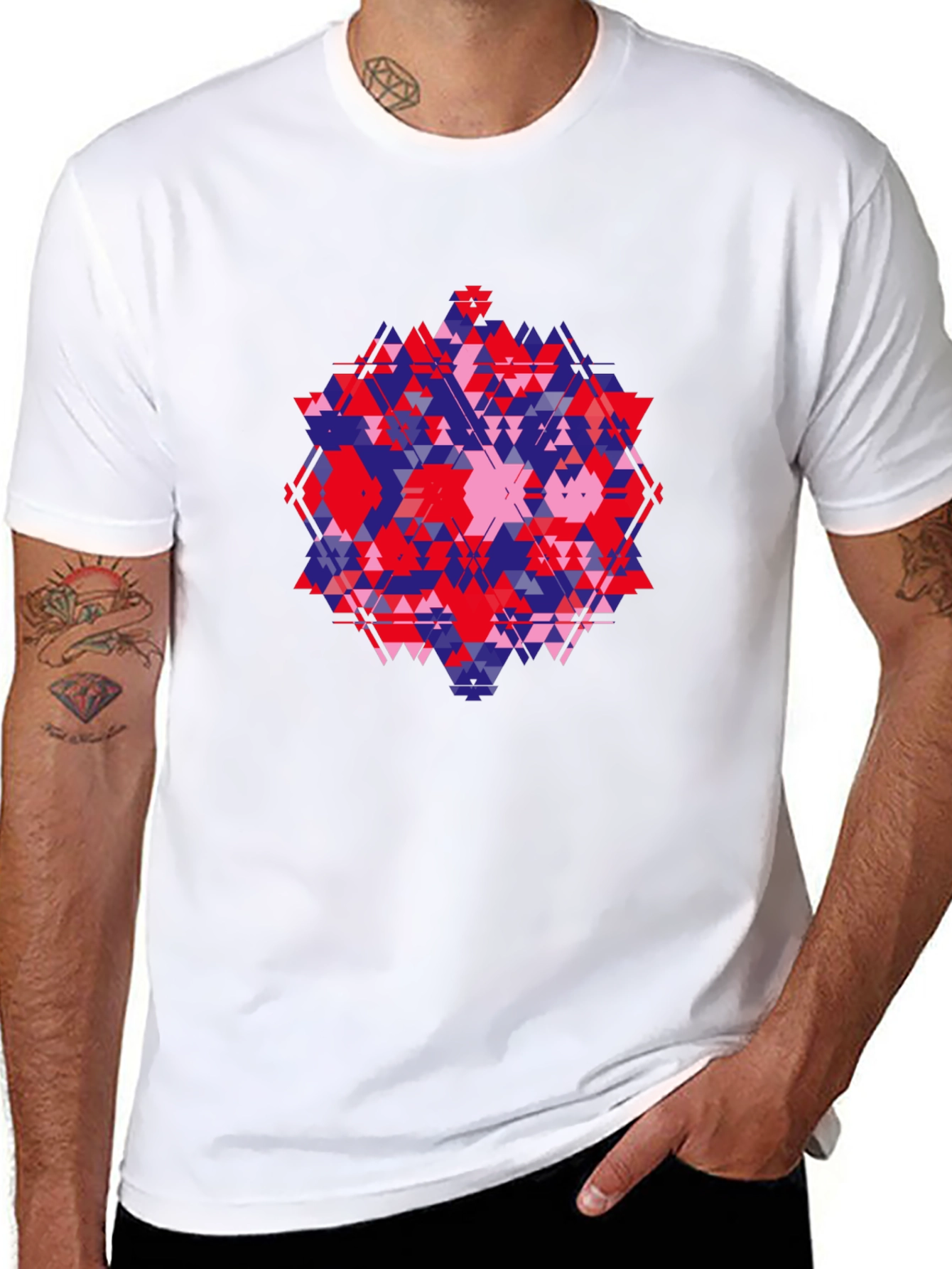 Geometric Graphic Tee - Abstract Triangle Design