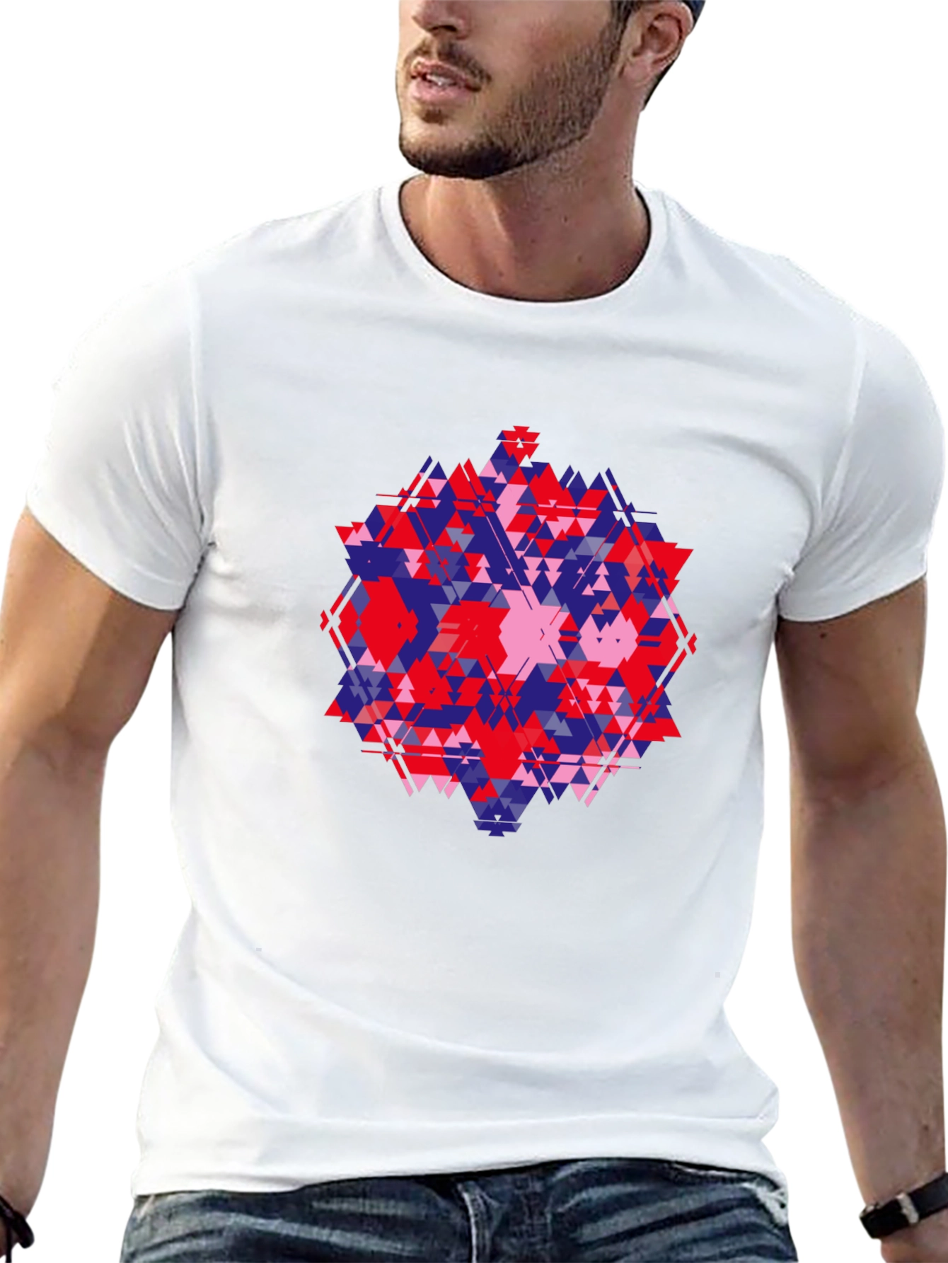 Geometric Graphic Tee - Abstract Triangle Design