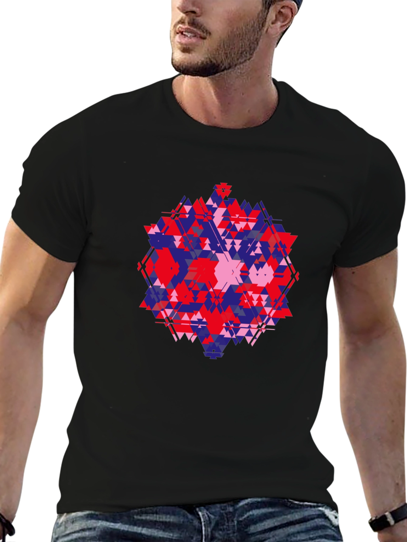 Geometric Graphic Tee - Abstract Triangle Design