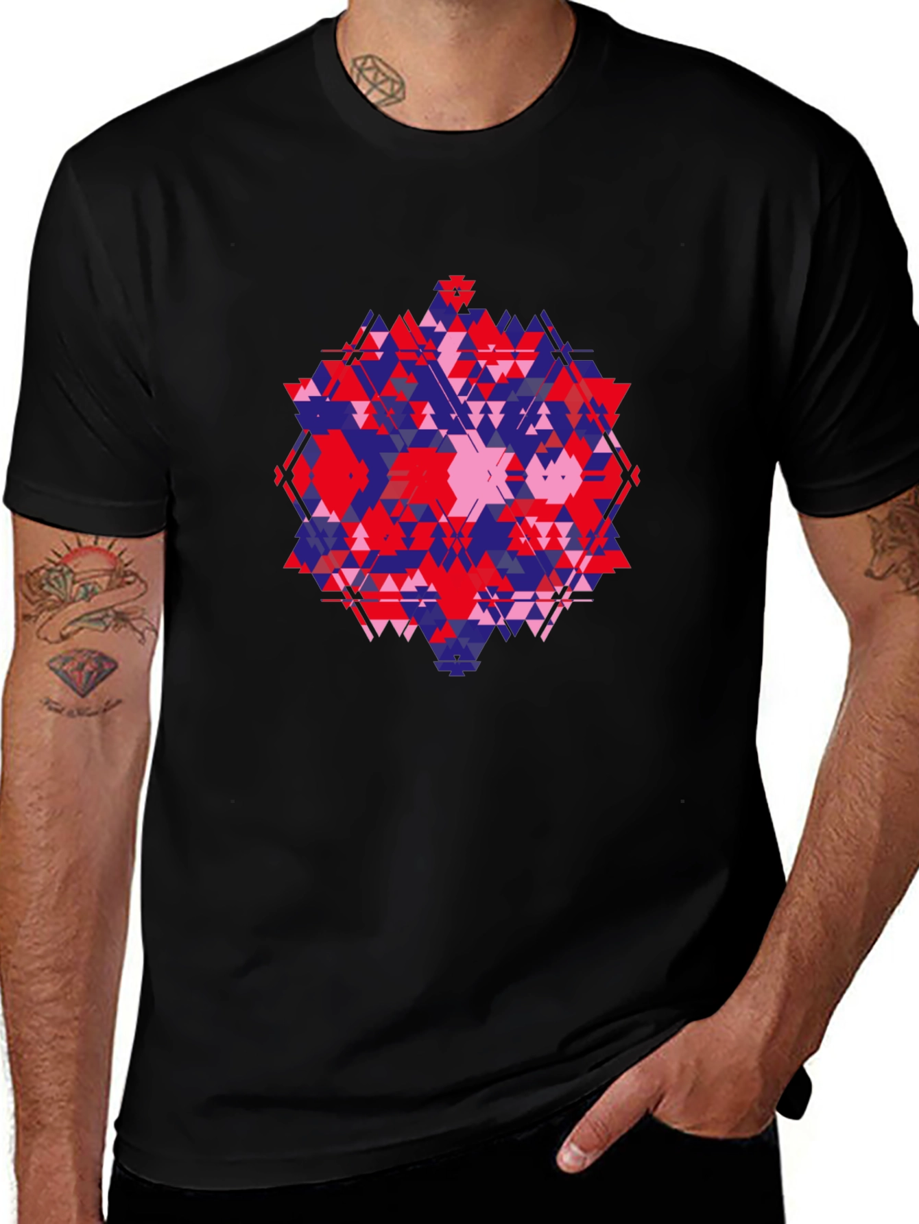 Geometric Graphic Tee - Abstract Triangle Design