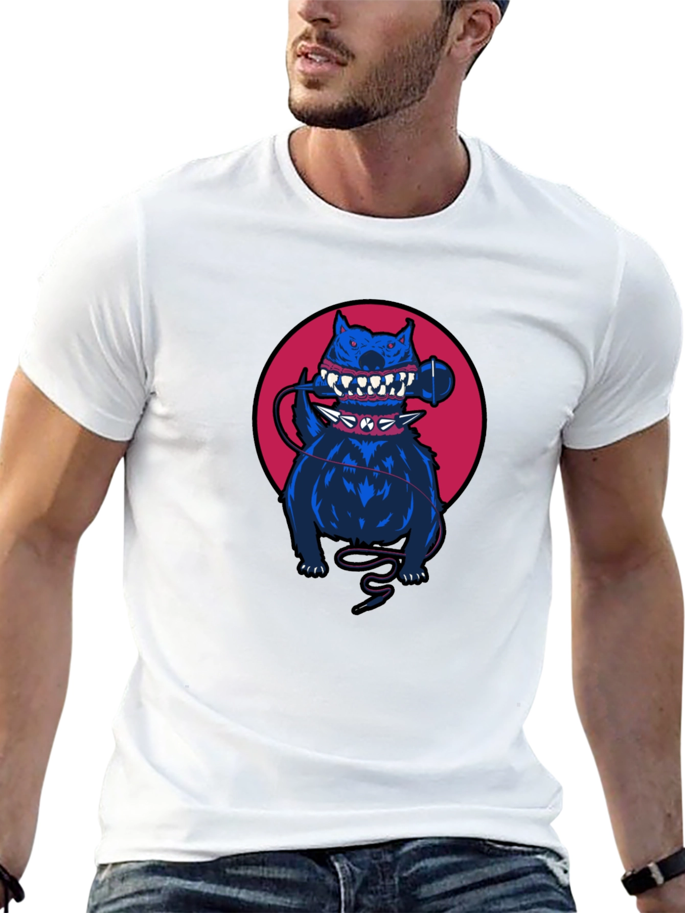 Cool Graphic T-Shirt - Spiked Collar Dog Design