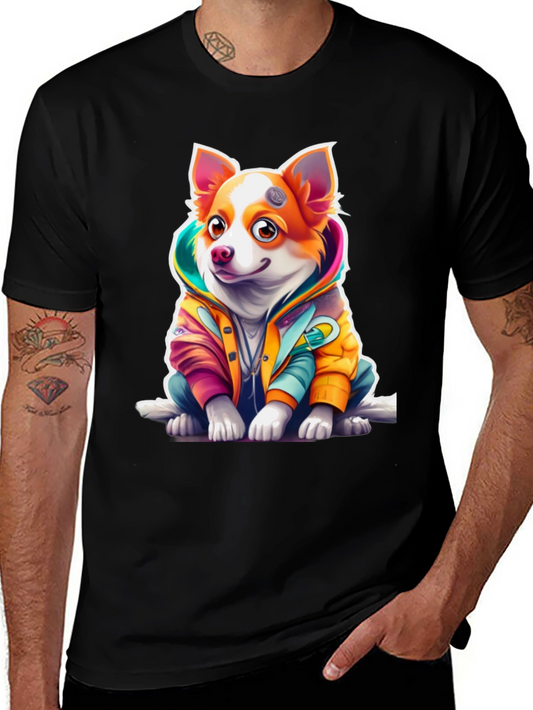 Dog in Hoodie Graphic T-Shirt