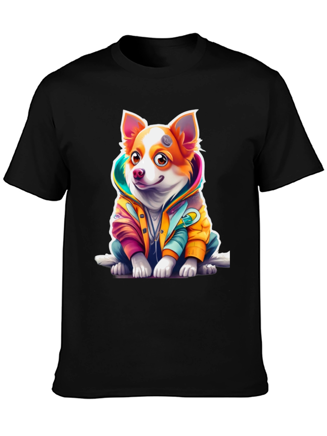 Dog in Hoodie Graphic T-Shirt