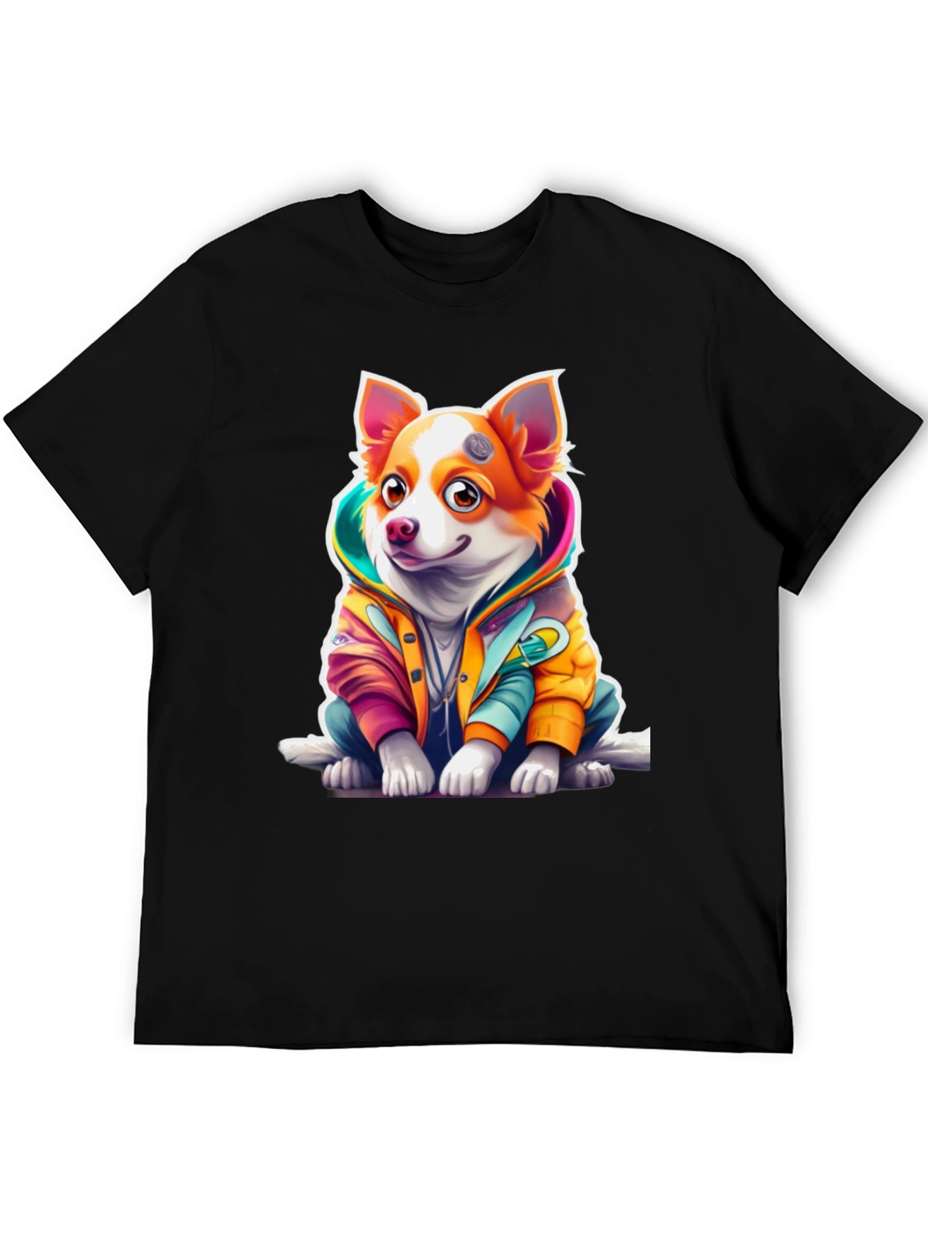 Dog in Hoodie Graphic T-Shirt