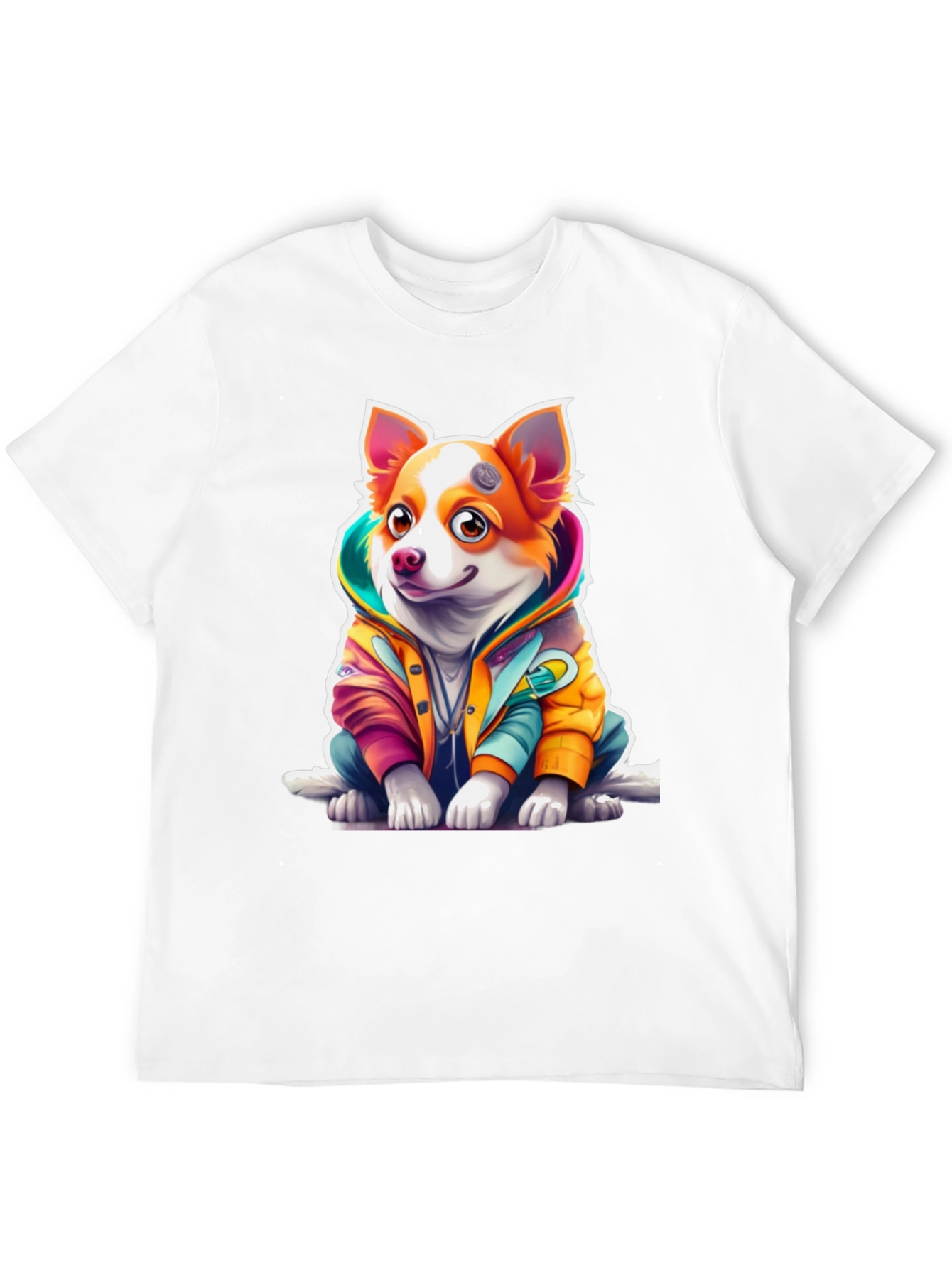 Dog in Hoodie Graphic T-Shirt