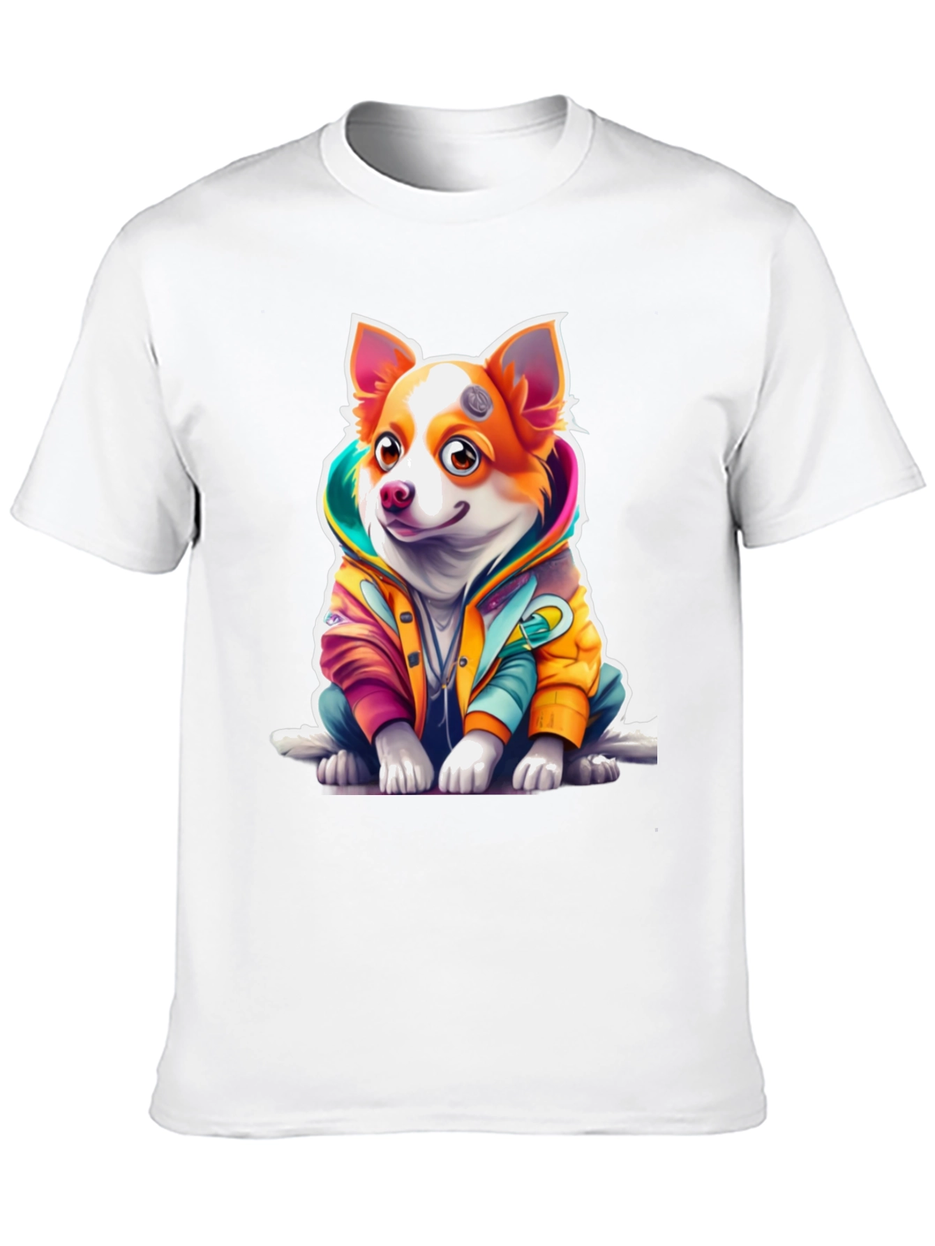 Dog in Hoodie Graphic T-Shirt