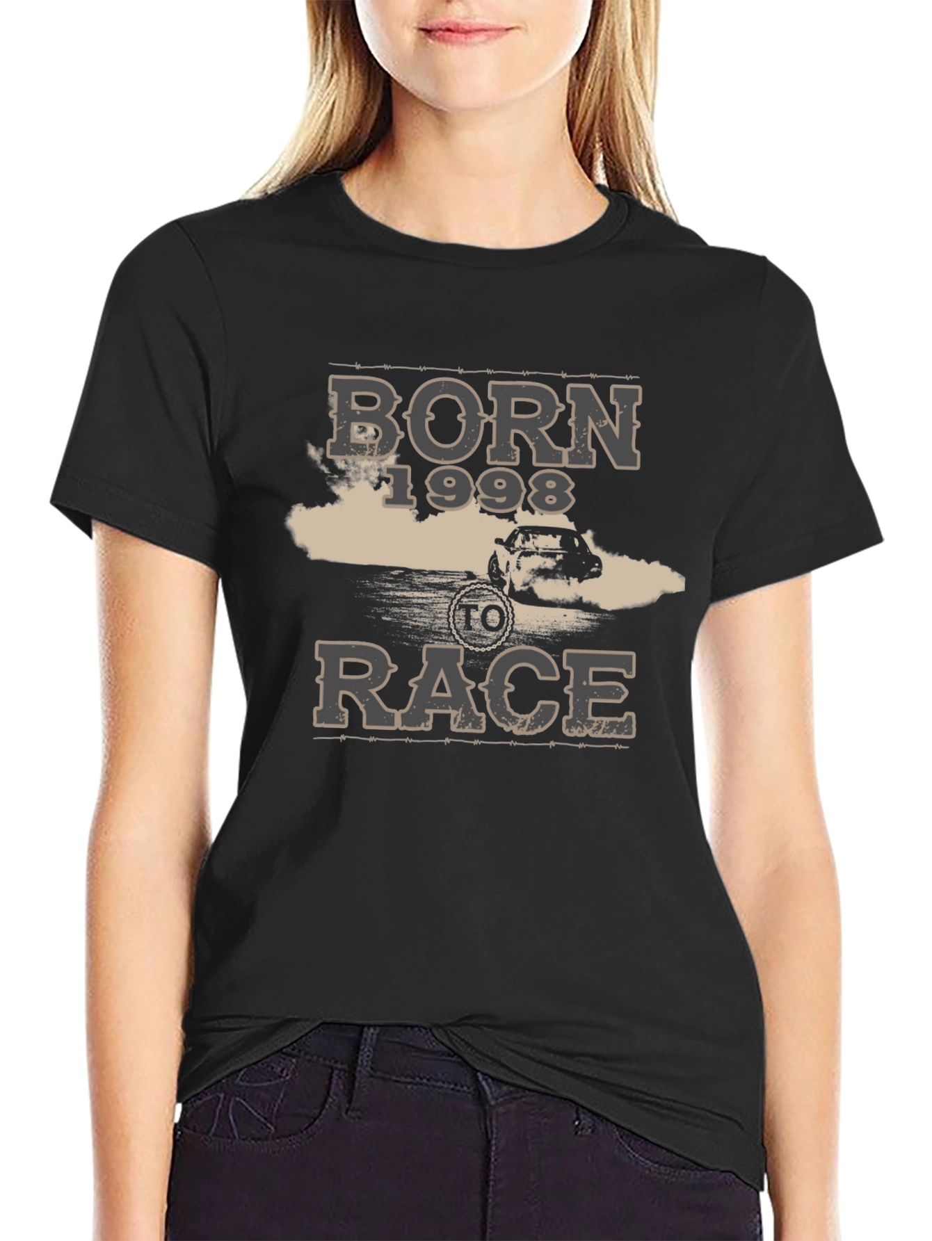Born 1998 to Race Black Graphic T-Shirt