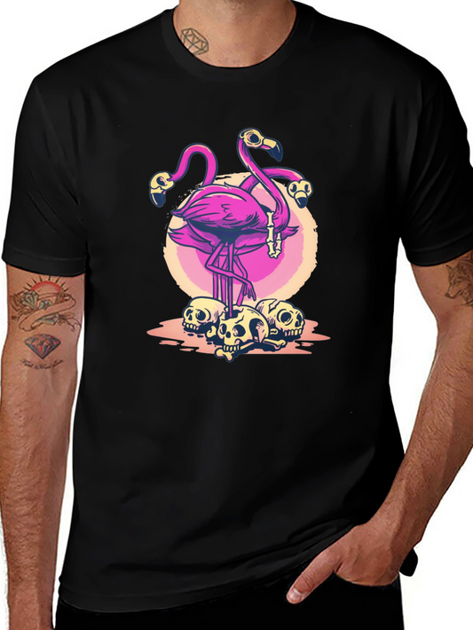 Flamingo Skull Graphic T-Shirt