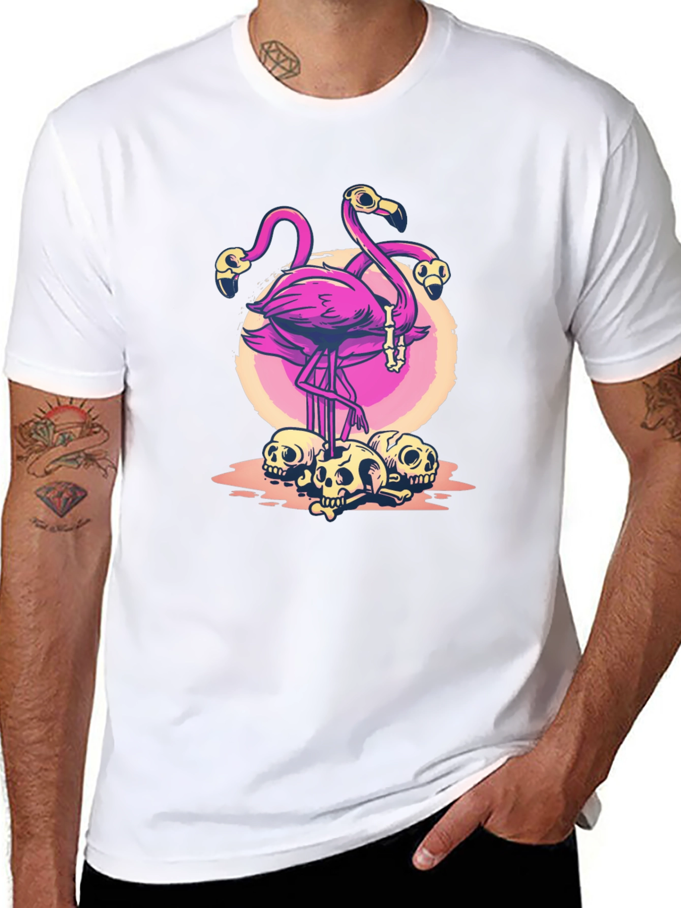 Flamingo Skull Graphic T-Shirt