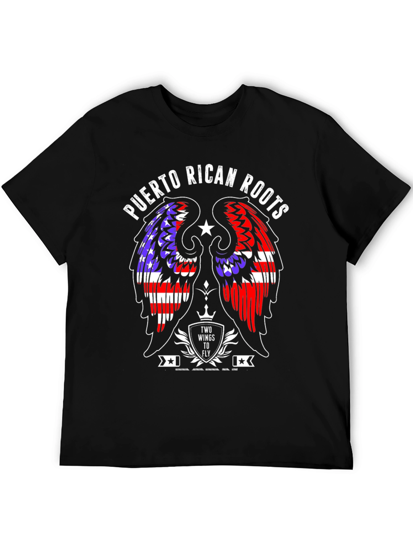 Puerto Rican Roots Wings T-Shirt - Black