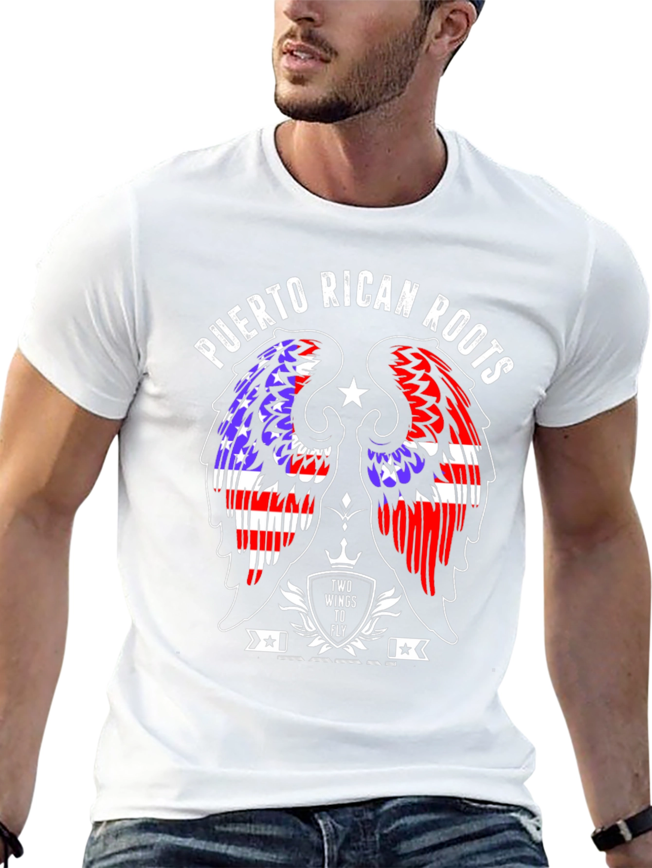 Puerto Rican Roots Wings T-Shirt - Black