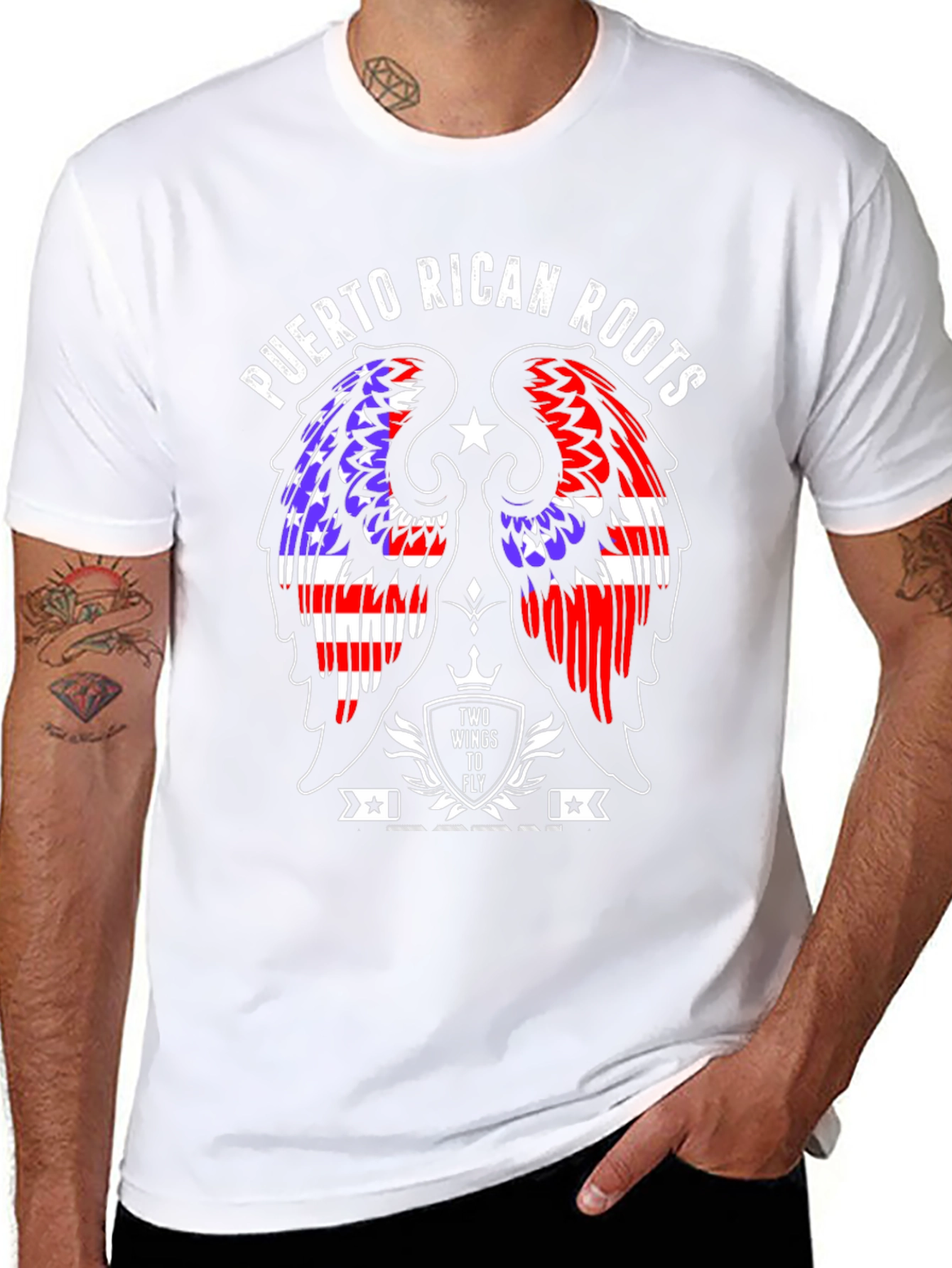 Puerto Rican Roots Wings T-Shirt - Black