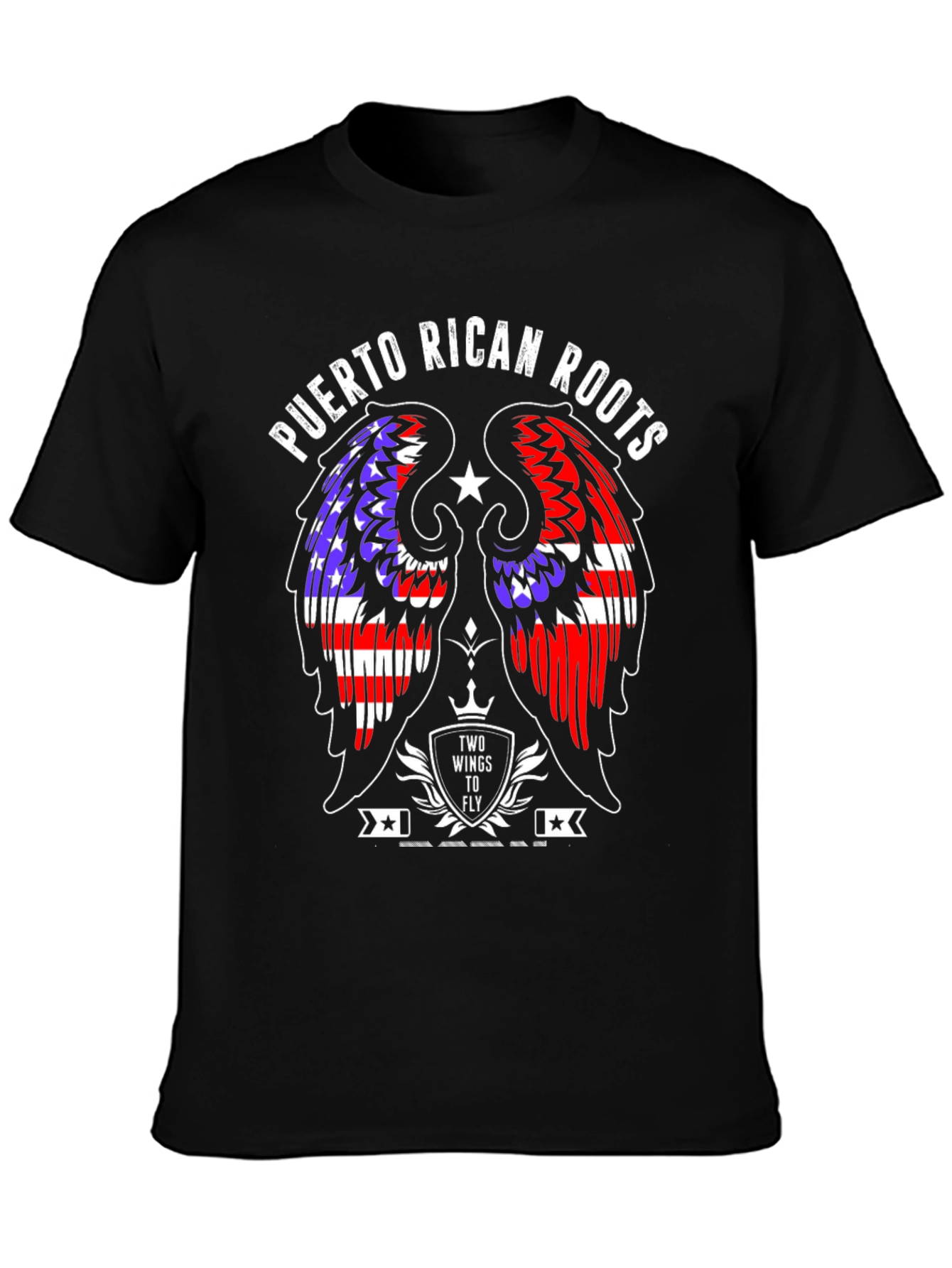 Puerto Rican Roots Wings T-Shirt - Black