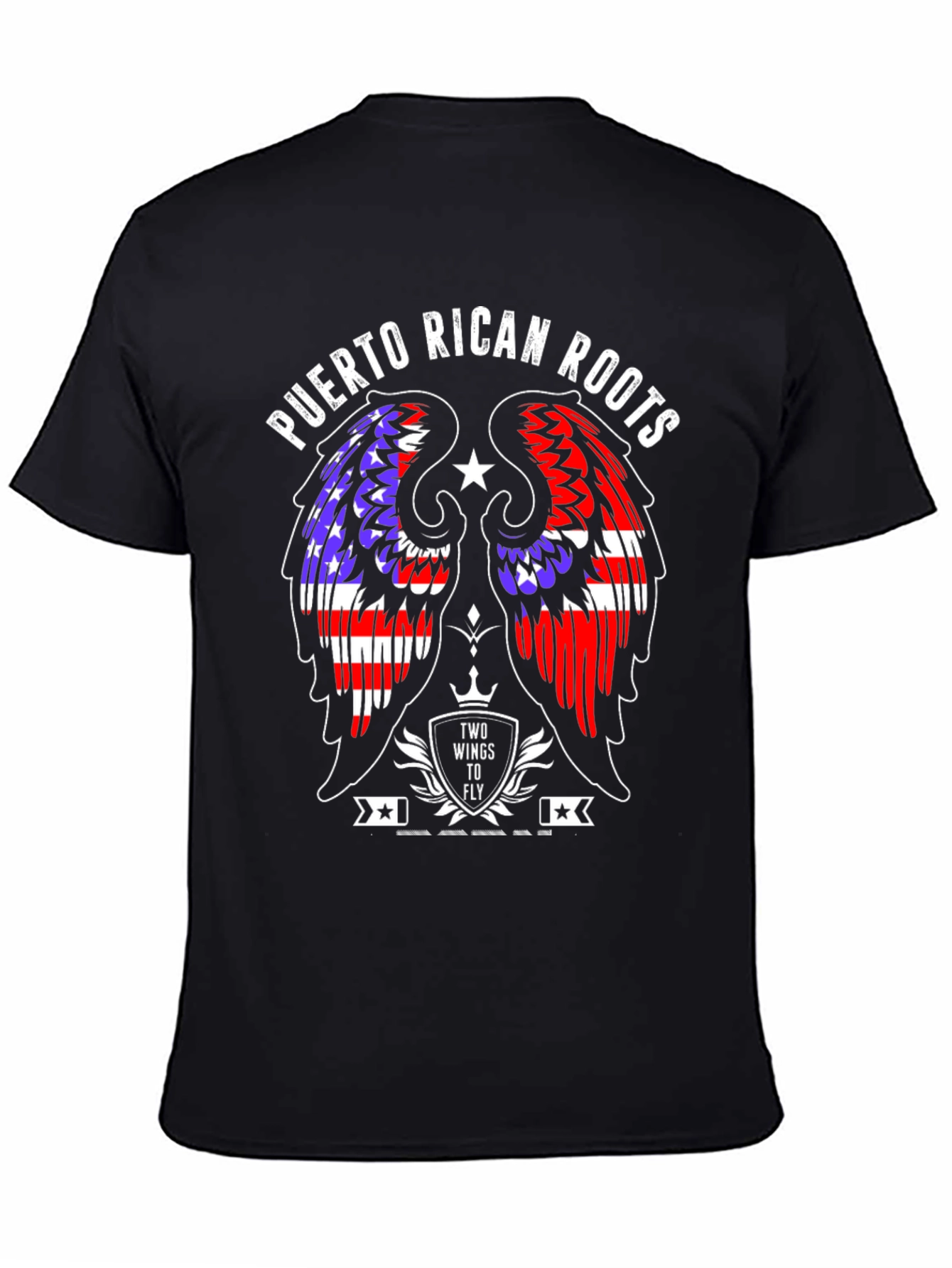 Puerto Rican Roots Wings T-Shirt - Black
