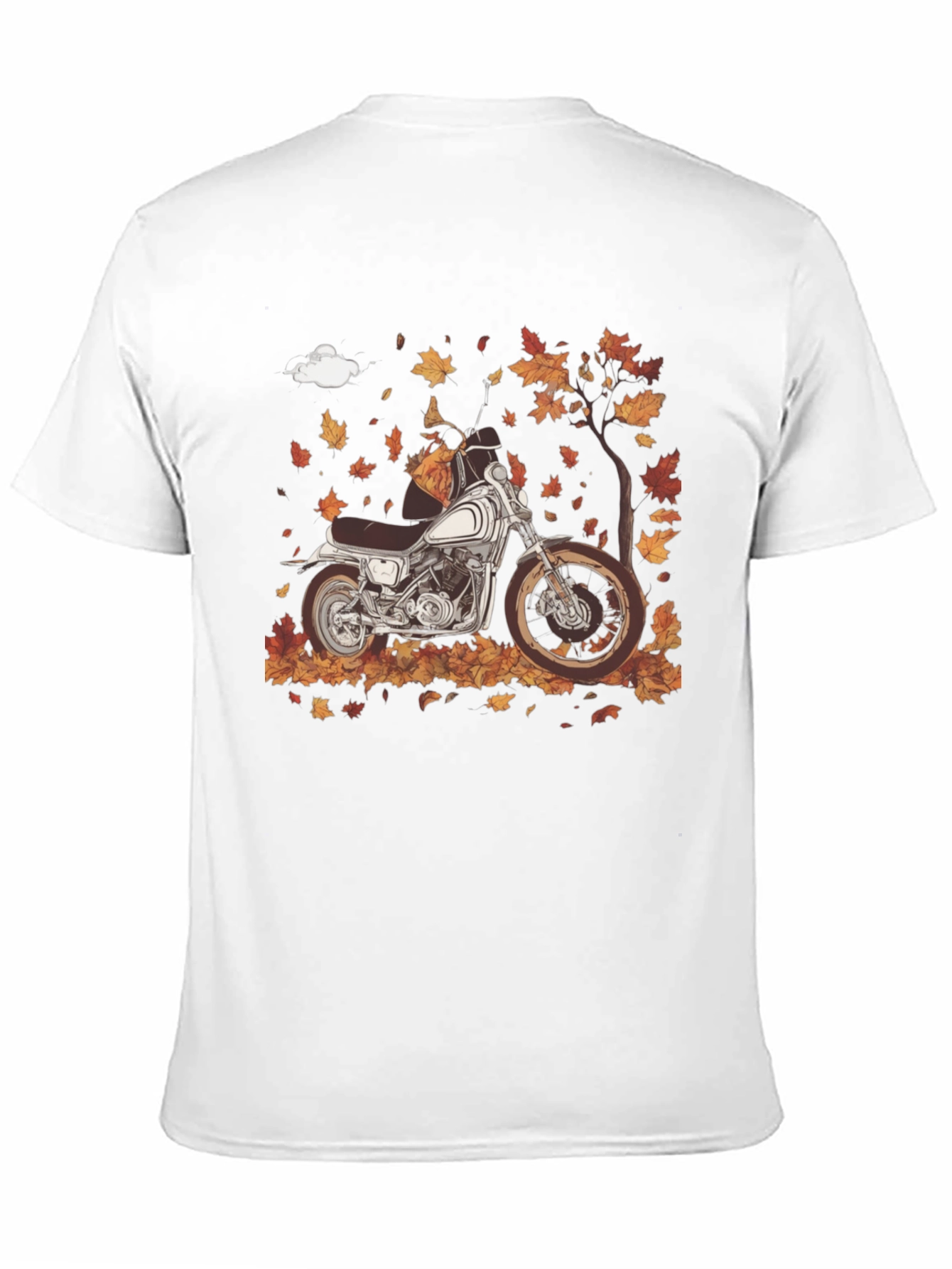 Motorcycle Autumn Leaves Graphic T-Shirt