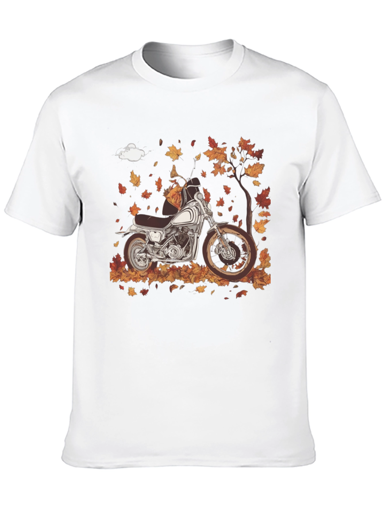 Motorcycle Autumn Leaves Graphic T-Shirt
