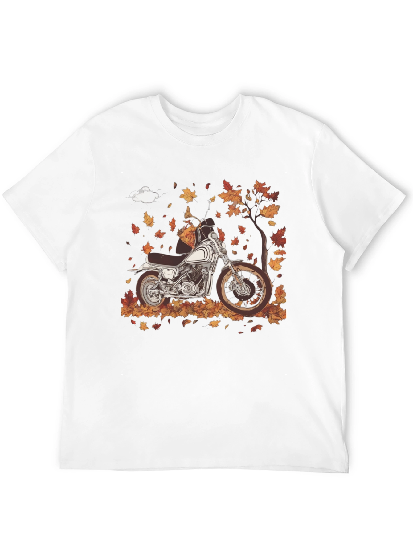 Motorcycle Autumn Leaves Graphic T-Shirt