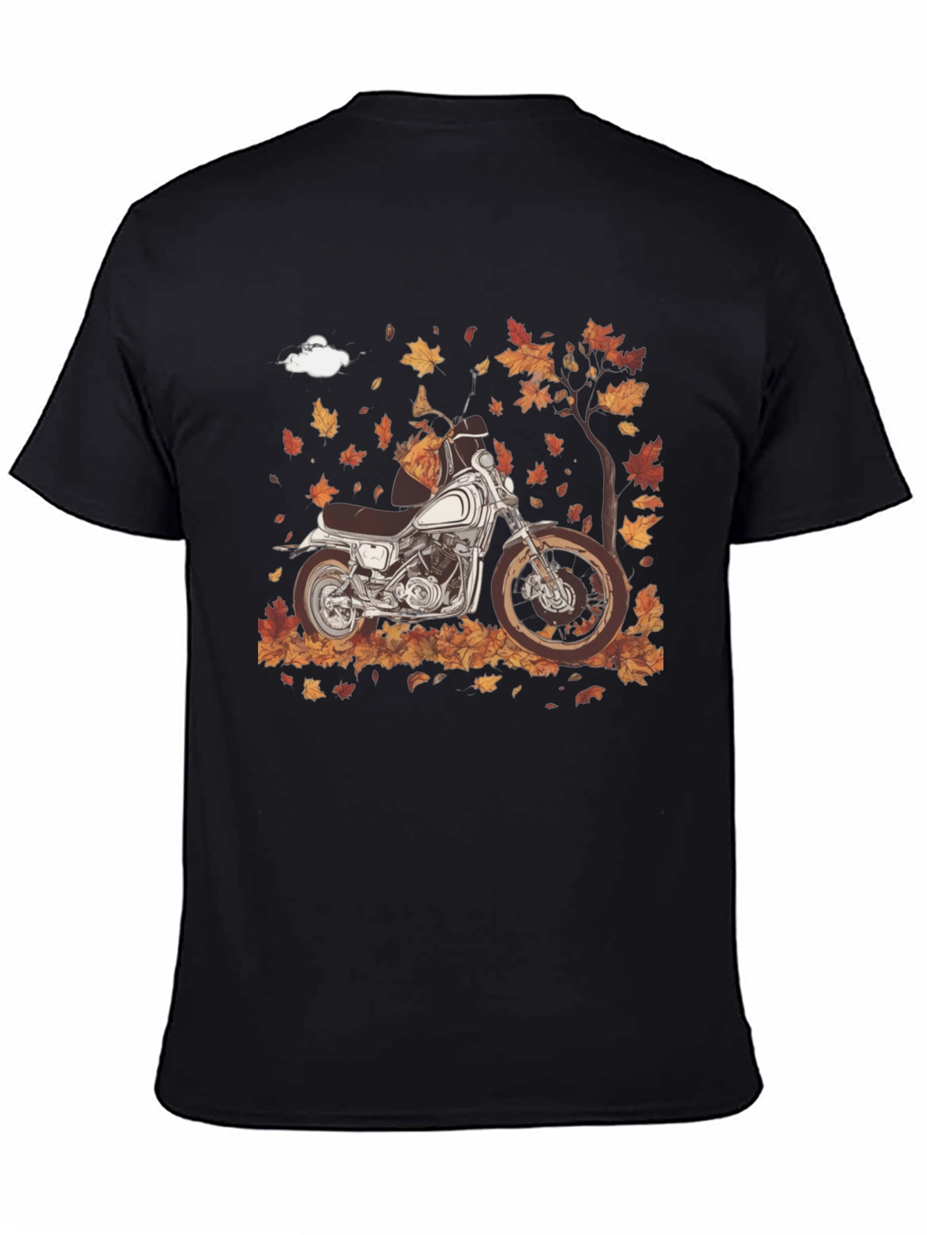 Motorcycle Autumn Leaves Graphic T-Shirt
