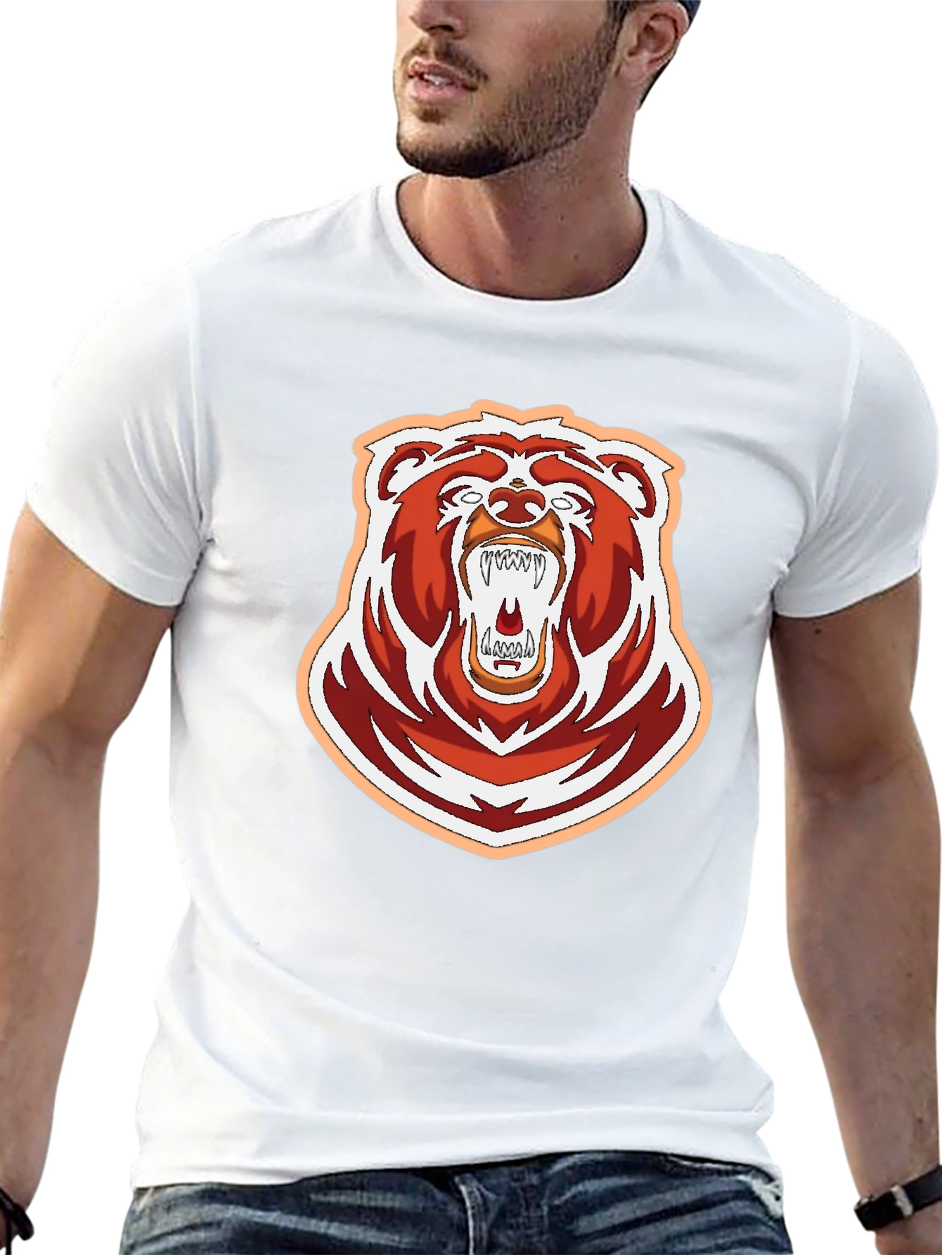 Bold Roaring Bear Graphic Tee - Black