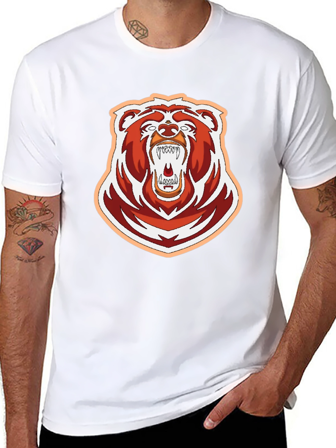 Bold Roaring Bear Graphic Tee - Black