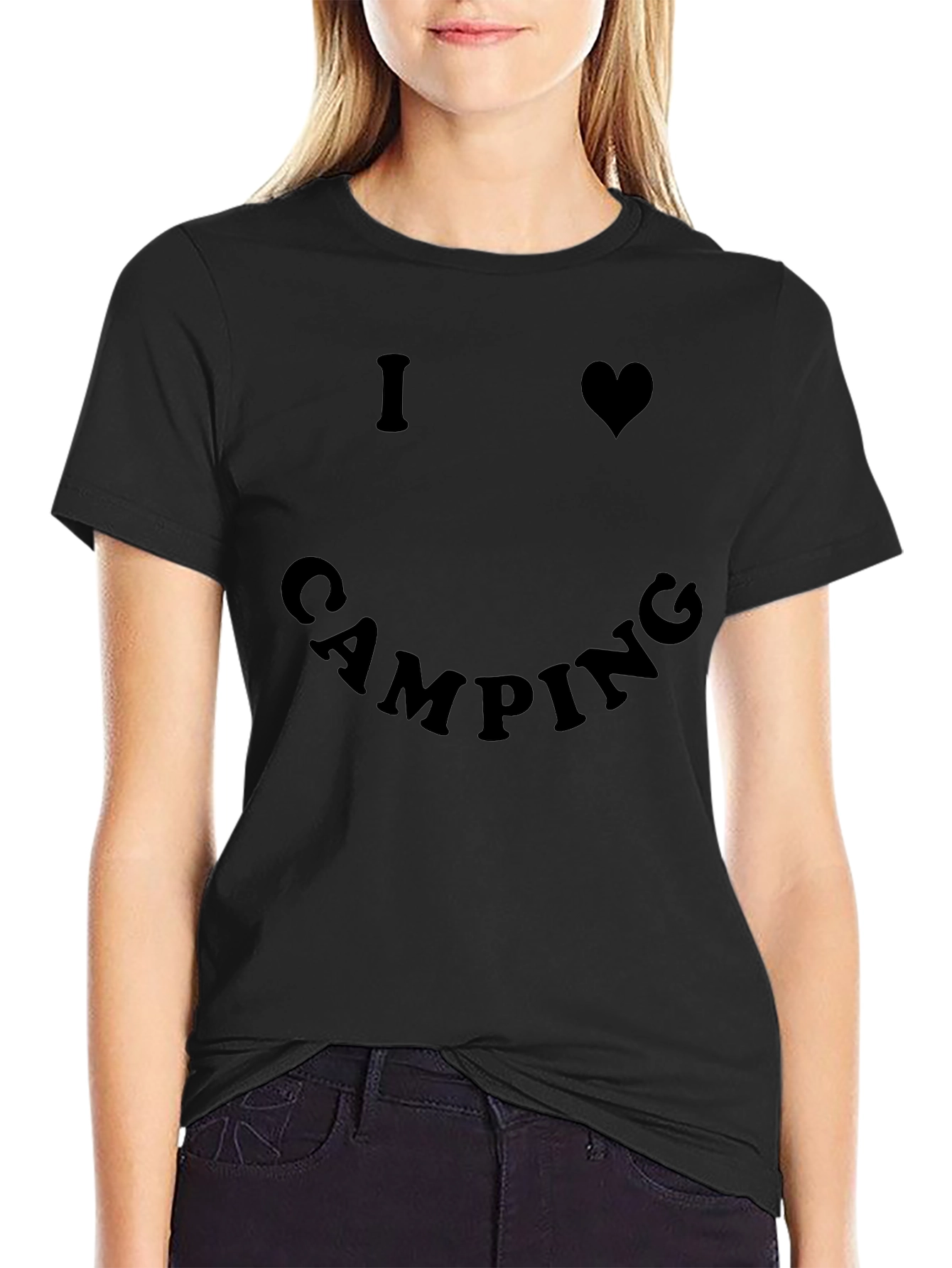 I Heart Camping Graphic Tee - Black Unisex T-Shirt