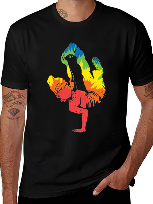 Rainbow Breakdancer Graphic T-Shirt - Street Style Tee