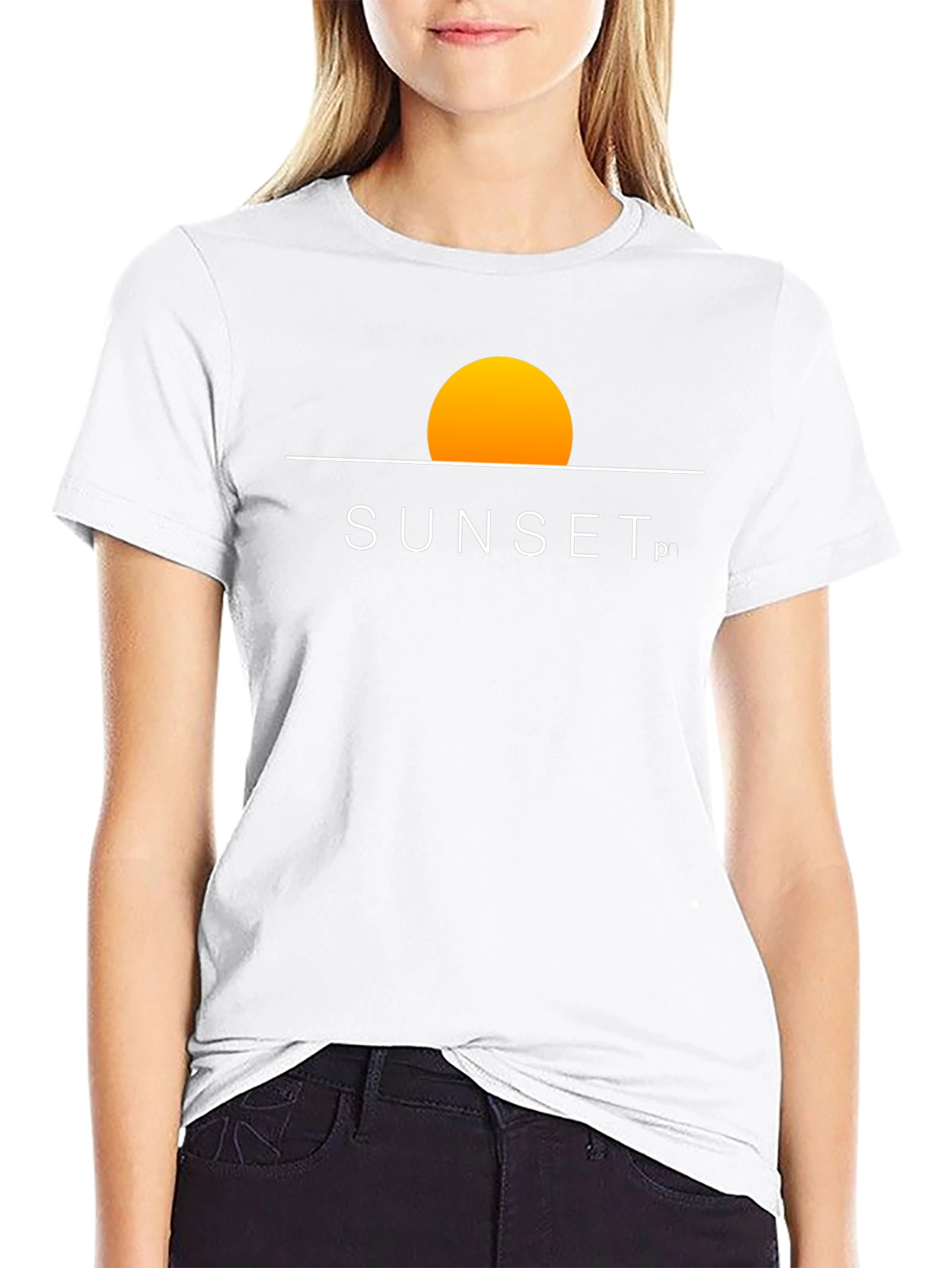 Sunset Graphic Tee - Stylish Black Cotton Blend T-Shirt