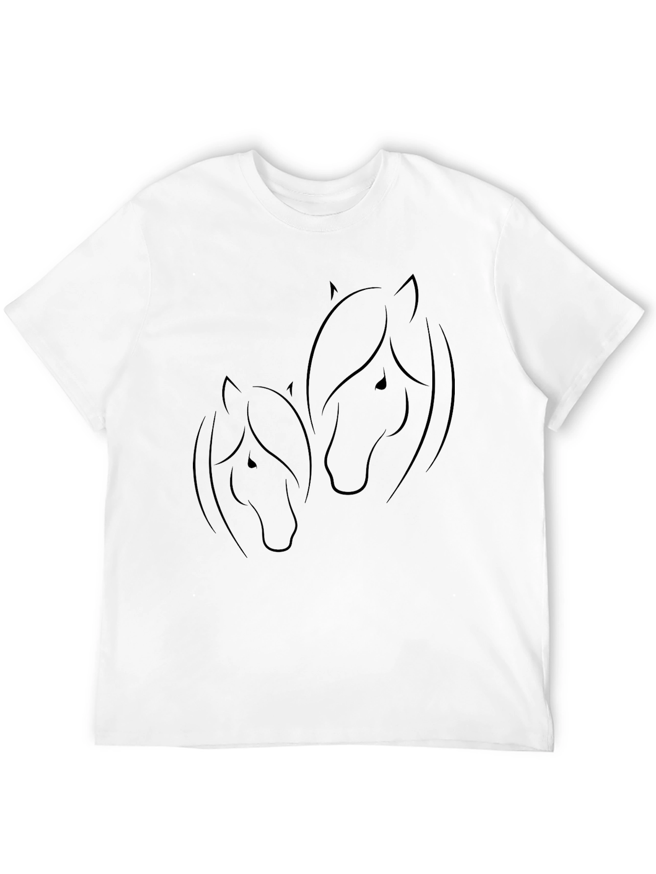 Elegant Horse Silhouette Black T-Shirt