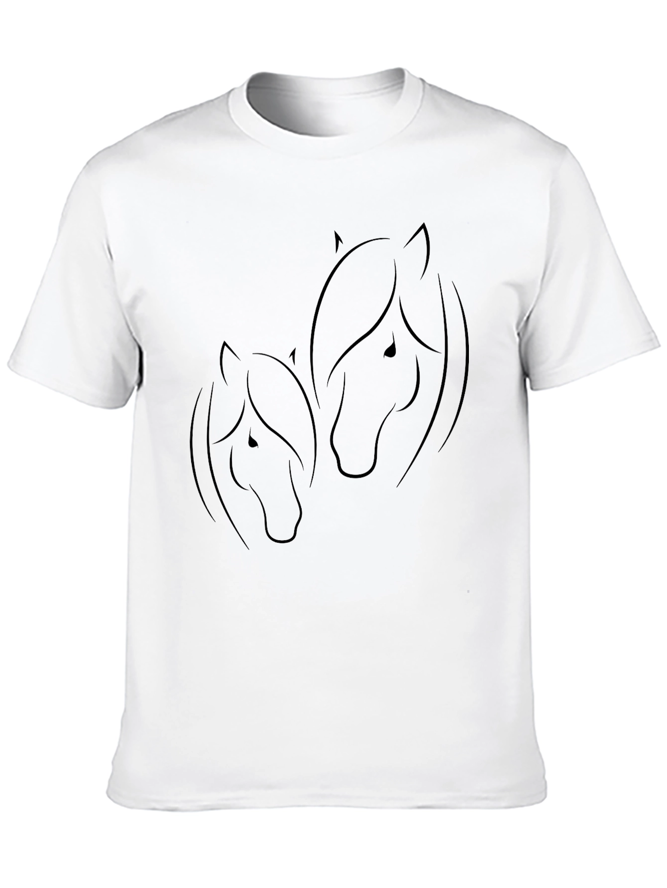 Elegant Horse Silhouette Black T-Shirt