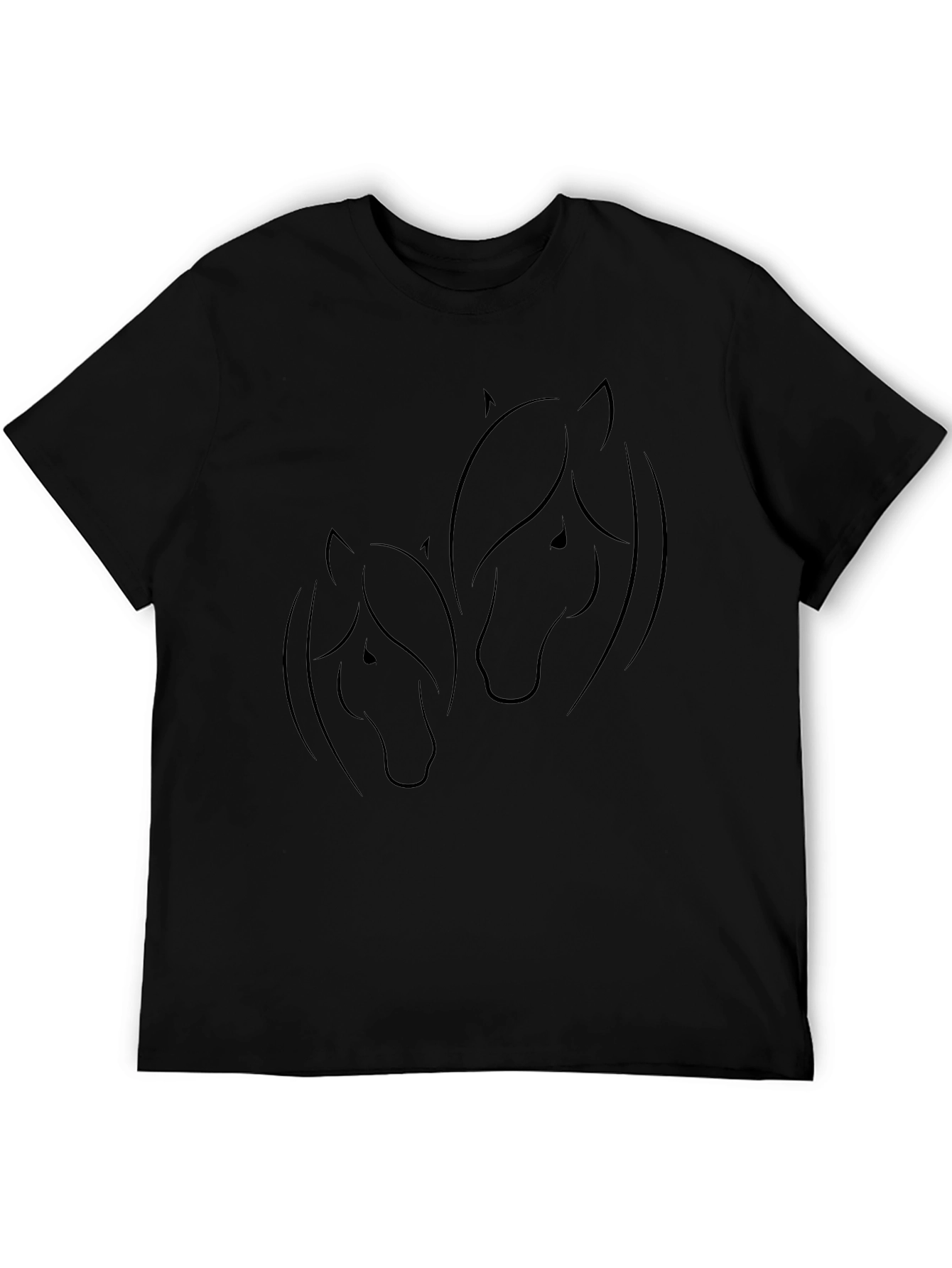 Elegant Horse Silhouette Black T-Shirt