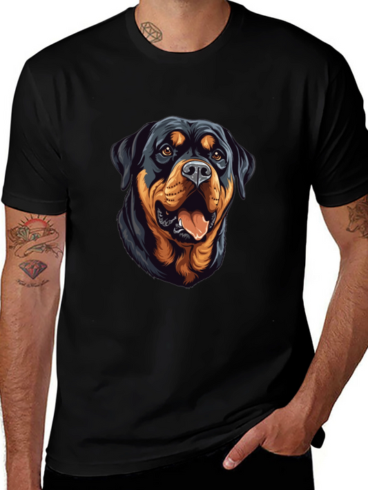 Rottweiler Dog Graphic Print Black T-Shirt
