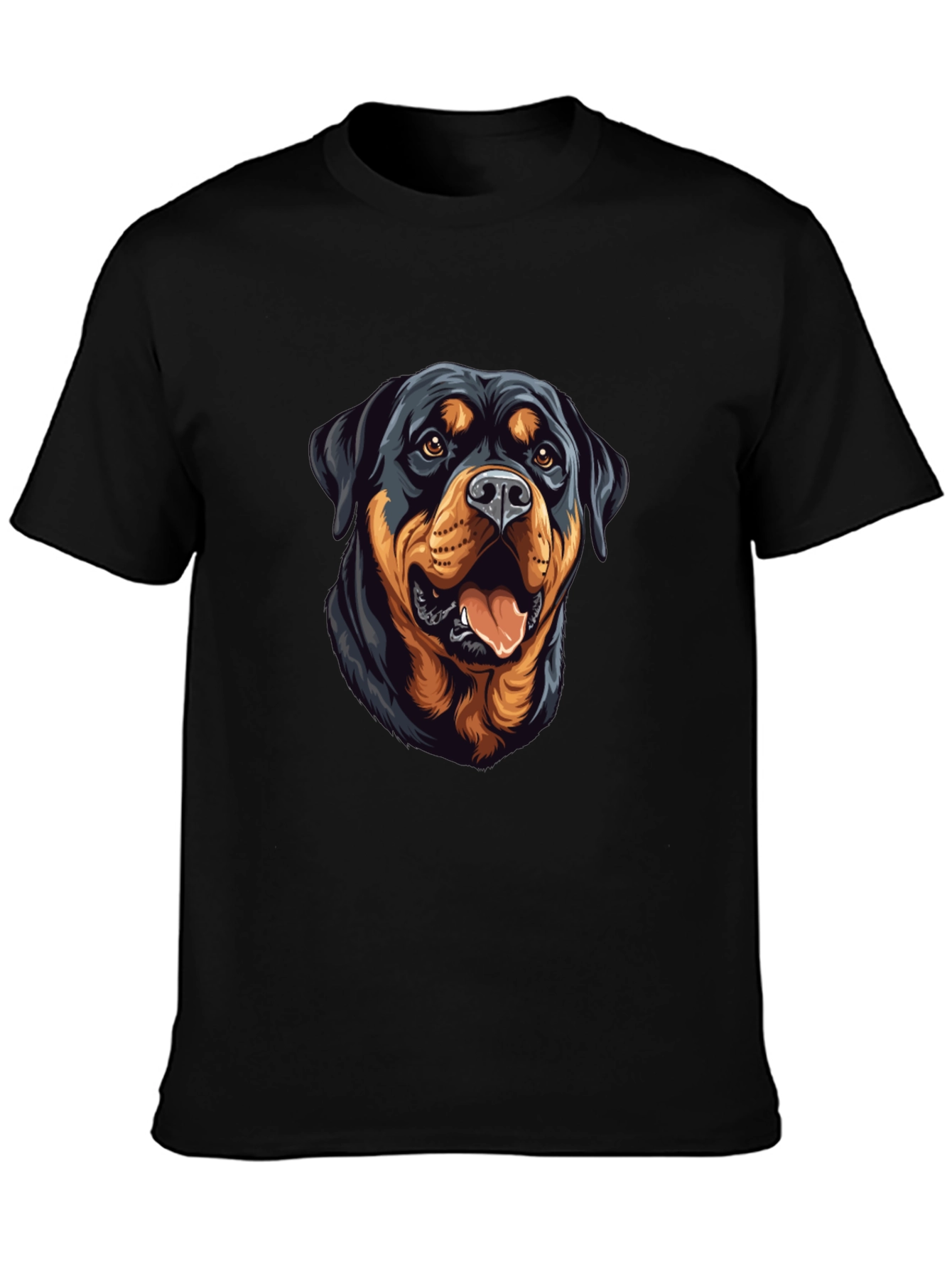 Rottweiler Dog Graphic Print Black T-Shirt