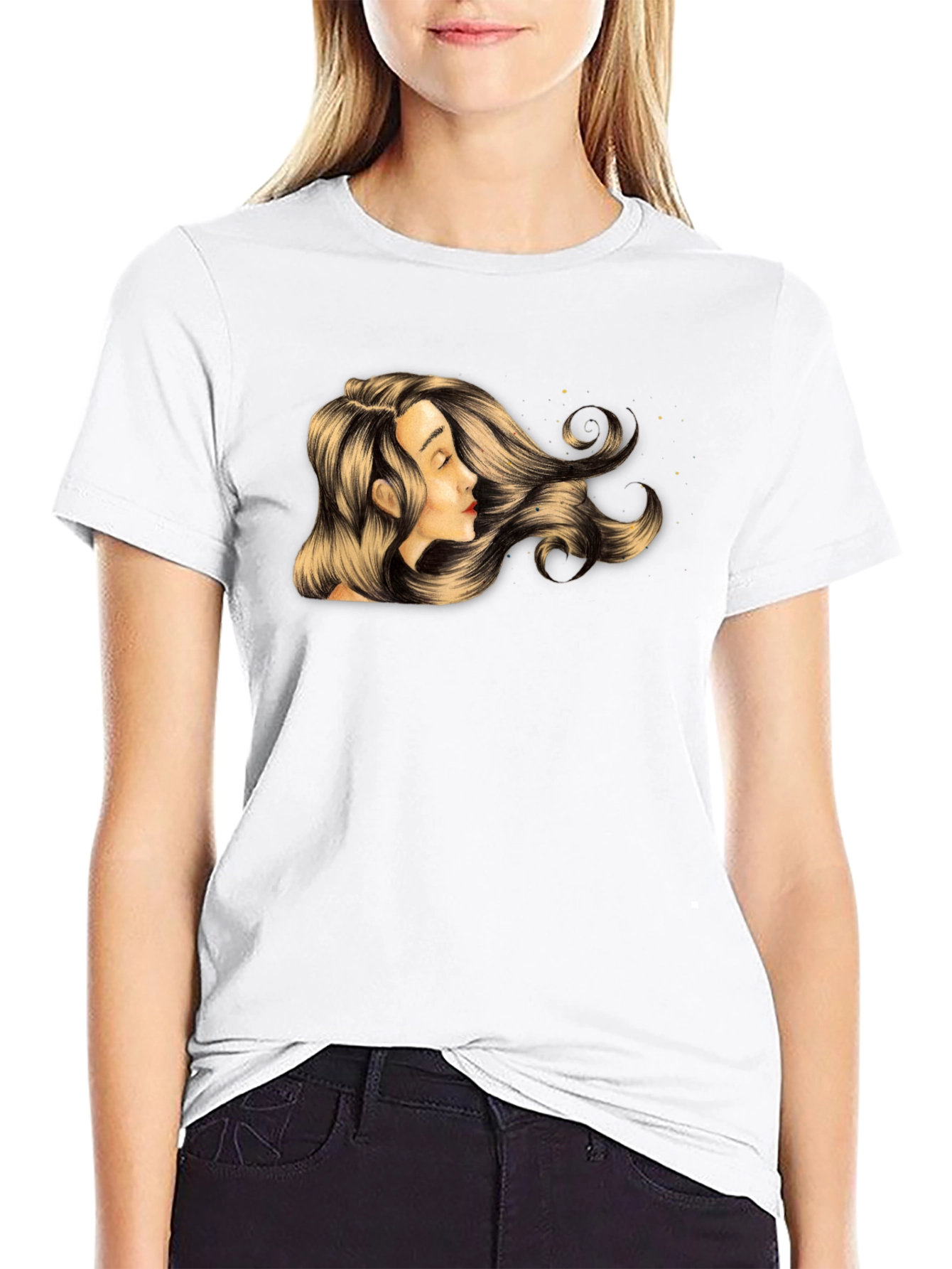 Woman Portrait Graphic T-Shirt - Stylish Black Tee