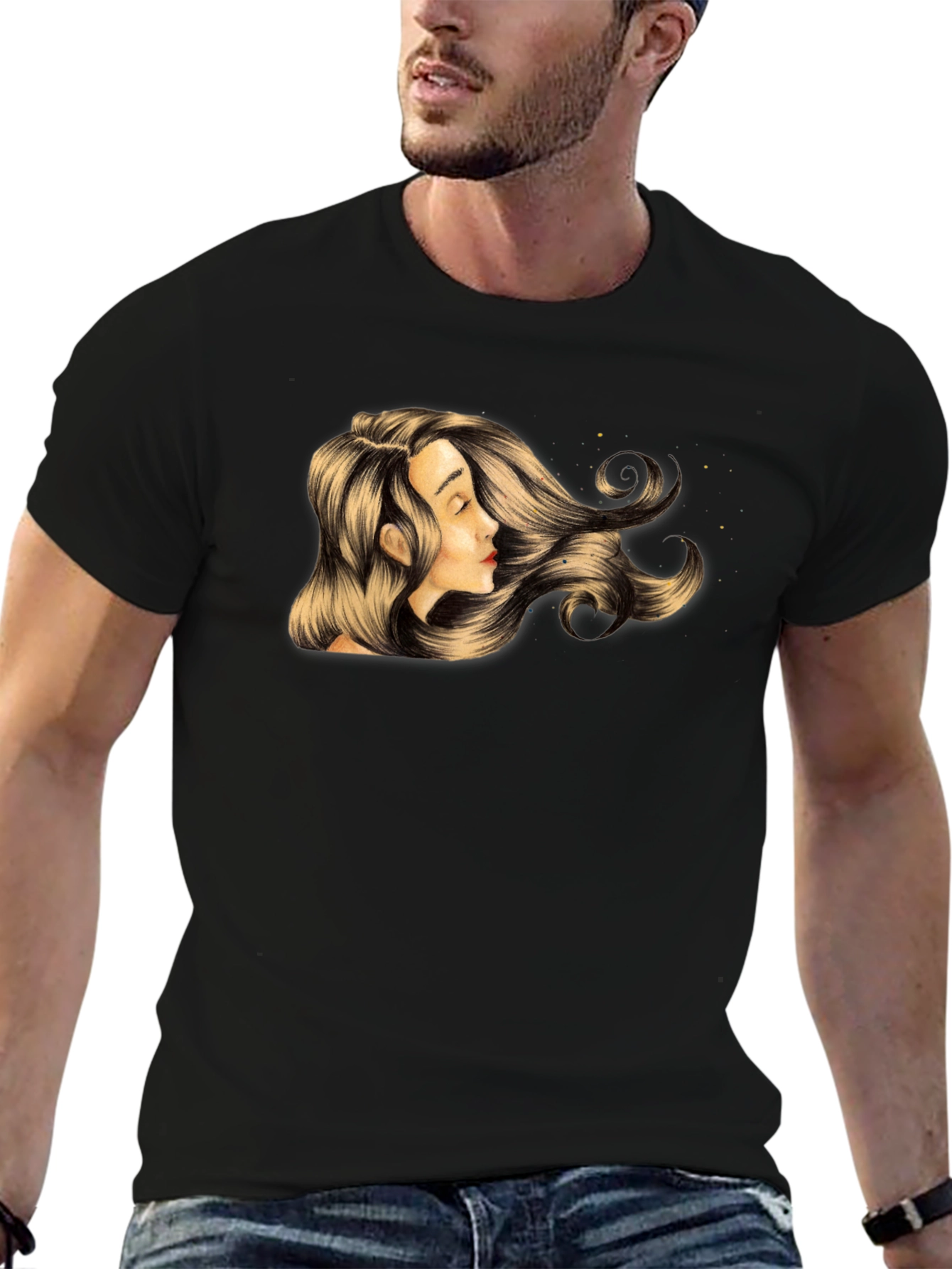 Woman Portrait Graphic T-Shirt - Stylish Black Tee
