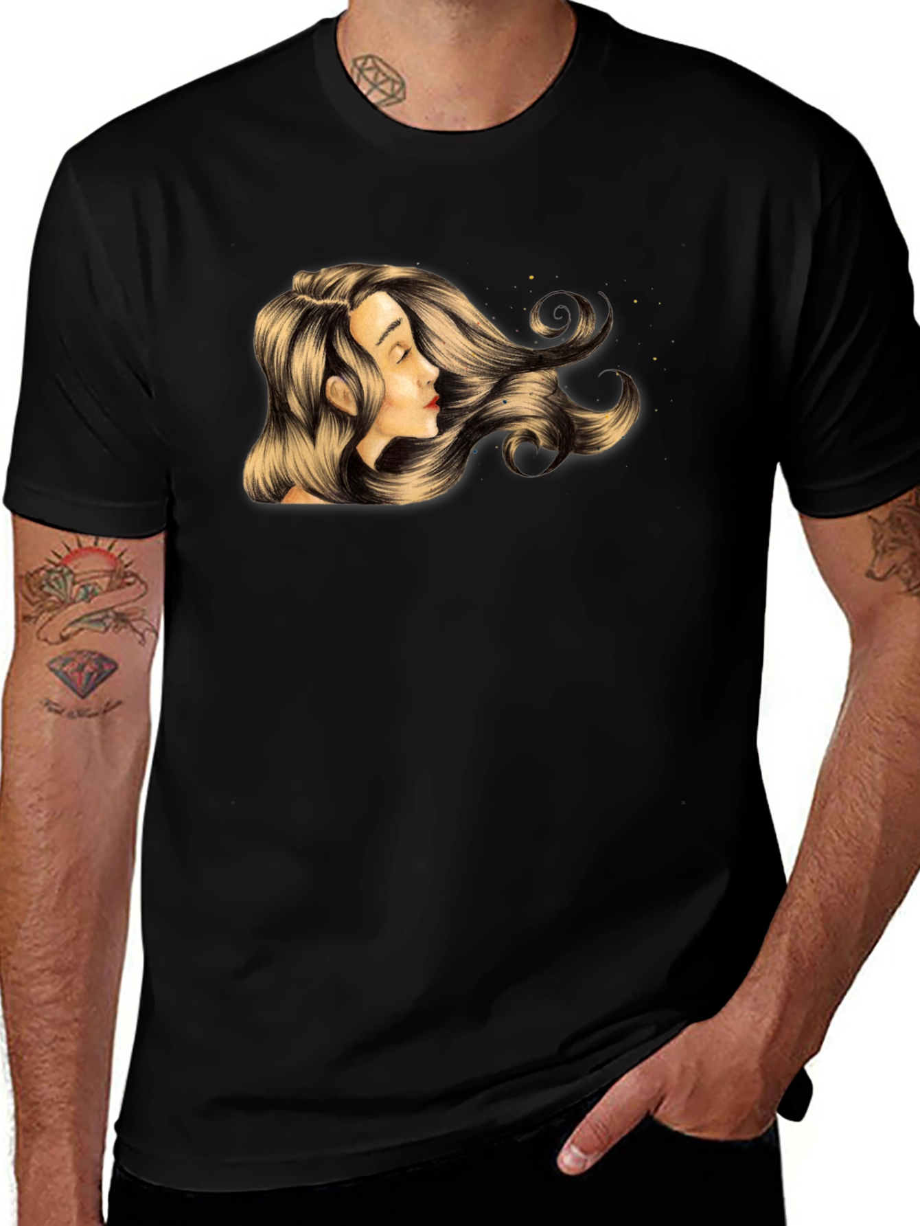 Woman Portrait Graphic T-Shirt - Stylish Black Tee