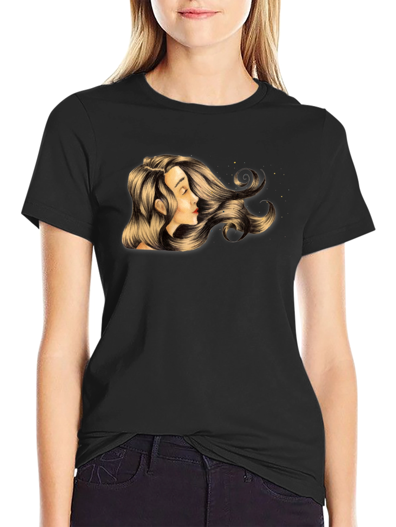 Woman Portrait Graphic T-Shirt - Stylish Black Tee