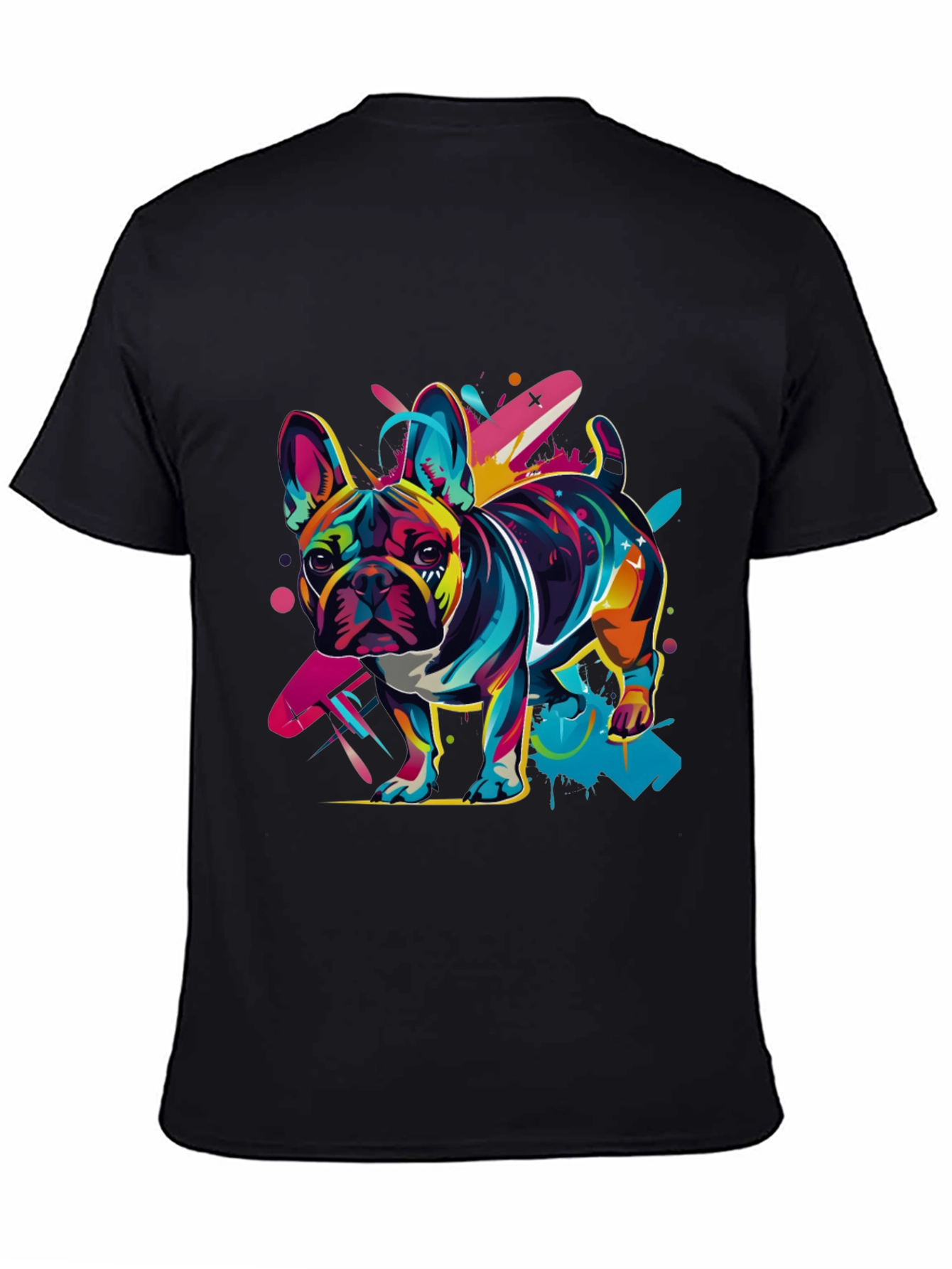 Vibrant French Bulldog Graphic Tee - Black