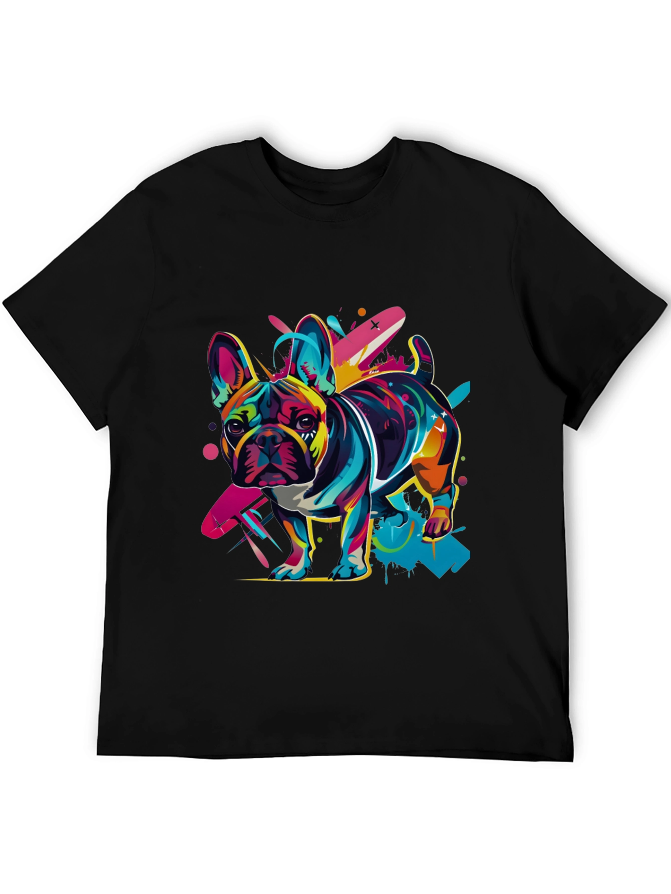 Vibrant French Bulldog Graphic Tee - Black