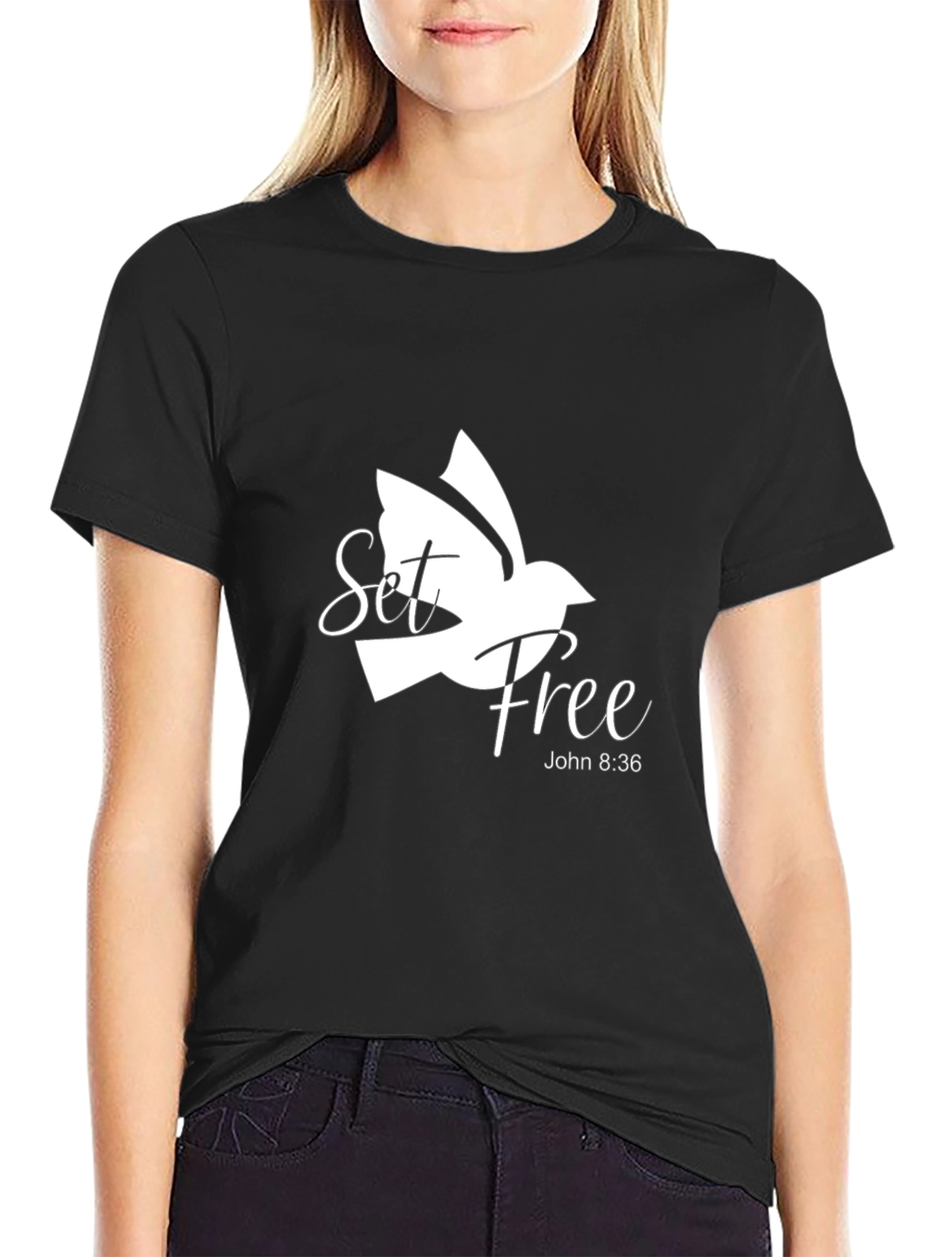 Set Free Dove Graphic Black T-Shirt