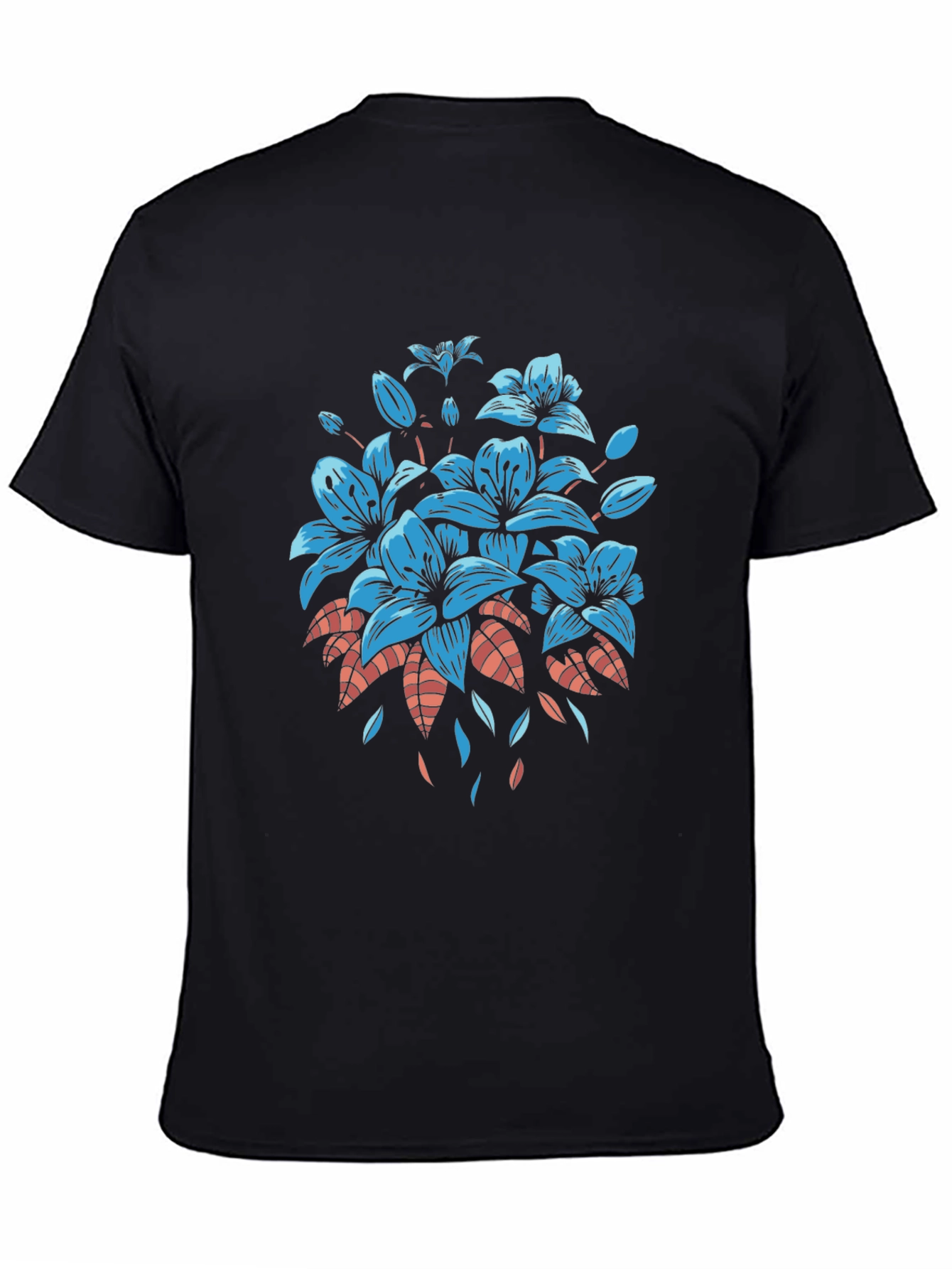 Floral Graphic Tee - Black Cotton T-Shirt