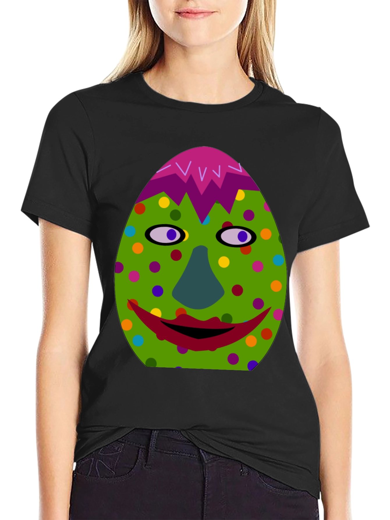 Funky Easter Egg Face T-Shirt - Quirky Holiday Style!