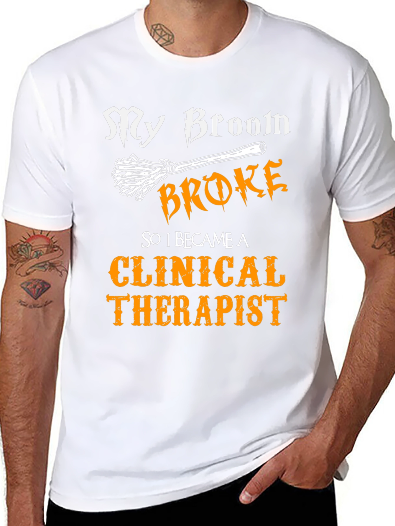 My Broom Broke Clinical Therapist T-Shirt Halloween