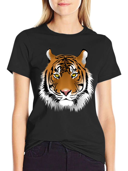 Bold Tiger Graphic Tee - Black Cotton Shirt