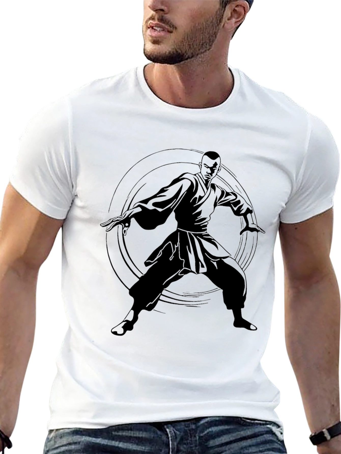 Mens Black Graphic T-Shirt - Martial Arts Design