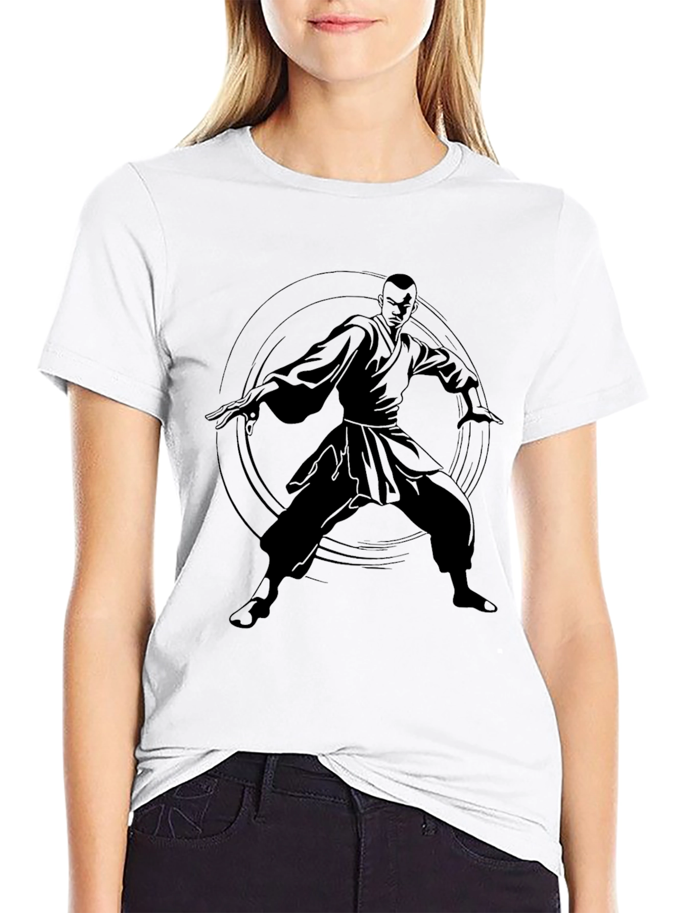 Mens Black Graphic T-Shirt - Martial Arts Design